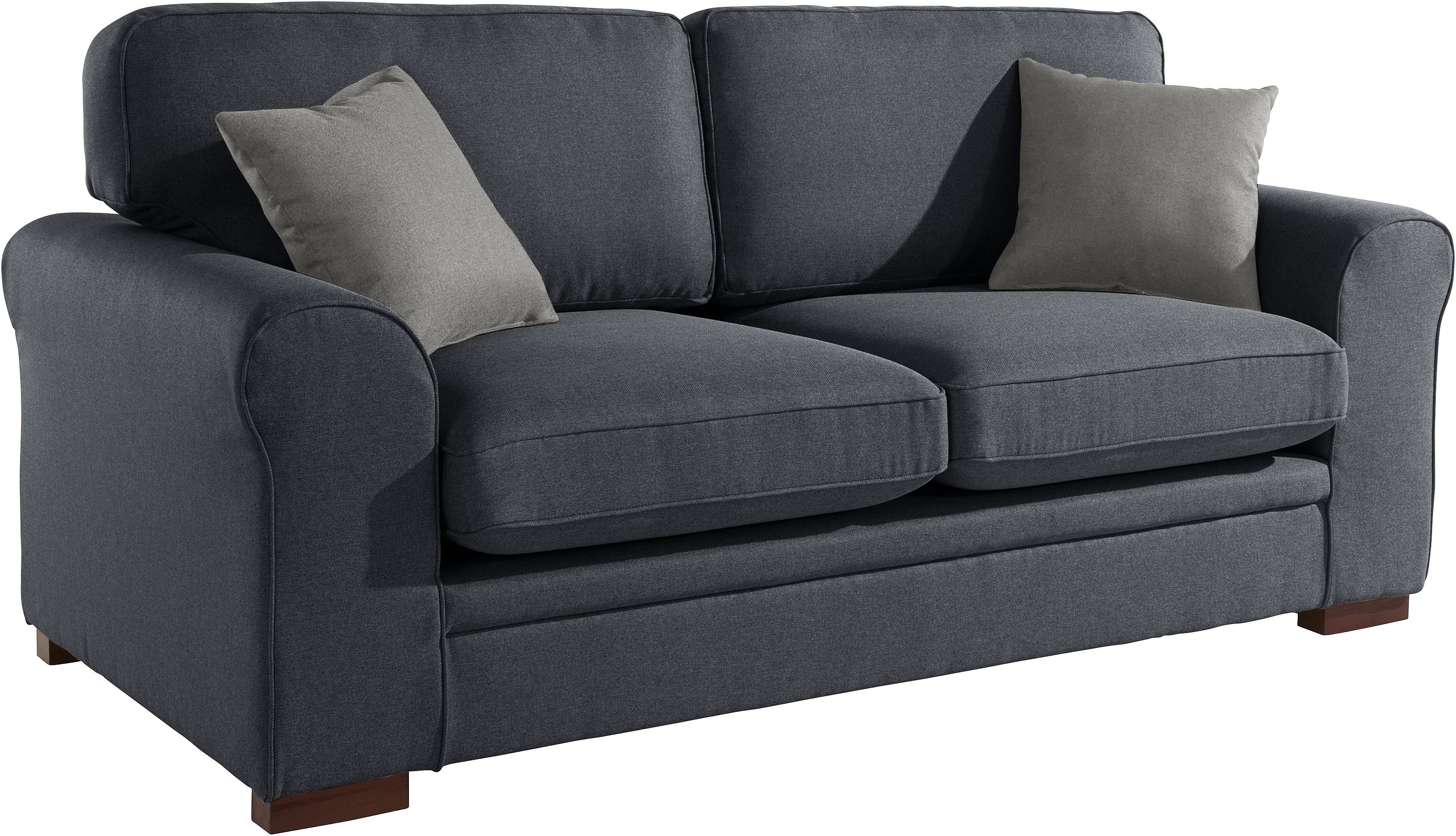 Home affaire 2-zitsbank Broughton zacht zitcomfort, incl. 2 sierkussens, opstaande naad