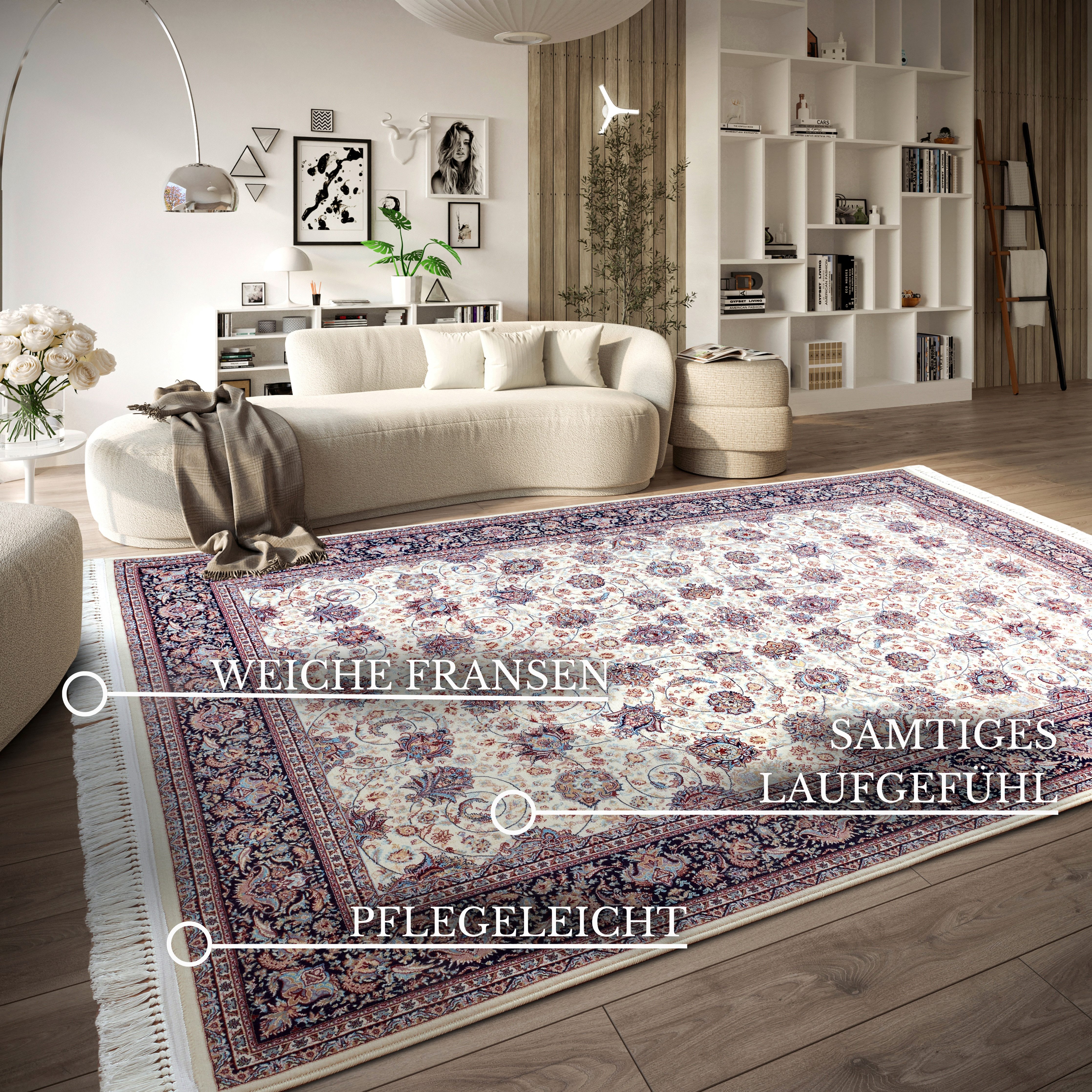 Villeroy & Boch Vloerkleed Alfred Oriëntaals, franjes, woonkamer, slaapkamer, klassiek, kortpolig