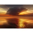 papermoon fotobehang zonsondergang in de oceaan vliesbehang, eersteklas digitale print multicolor