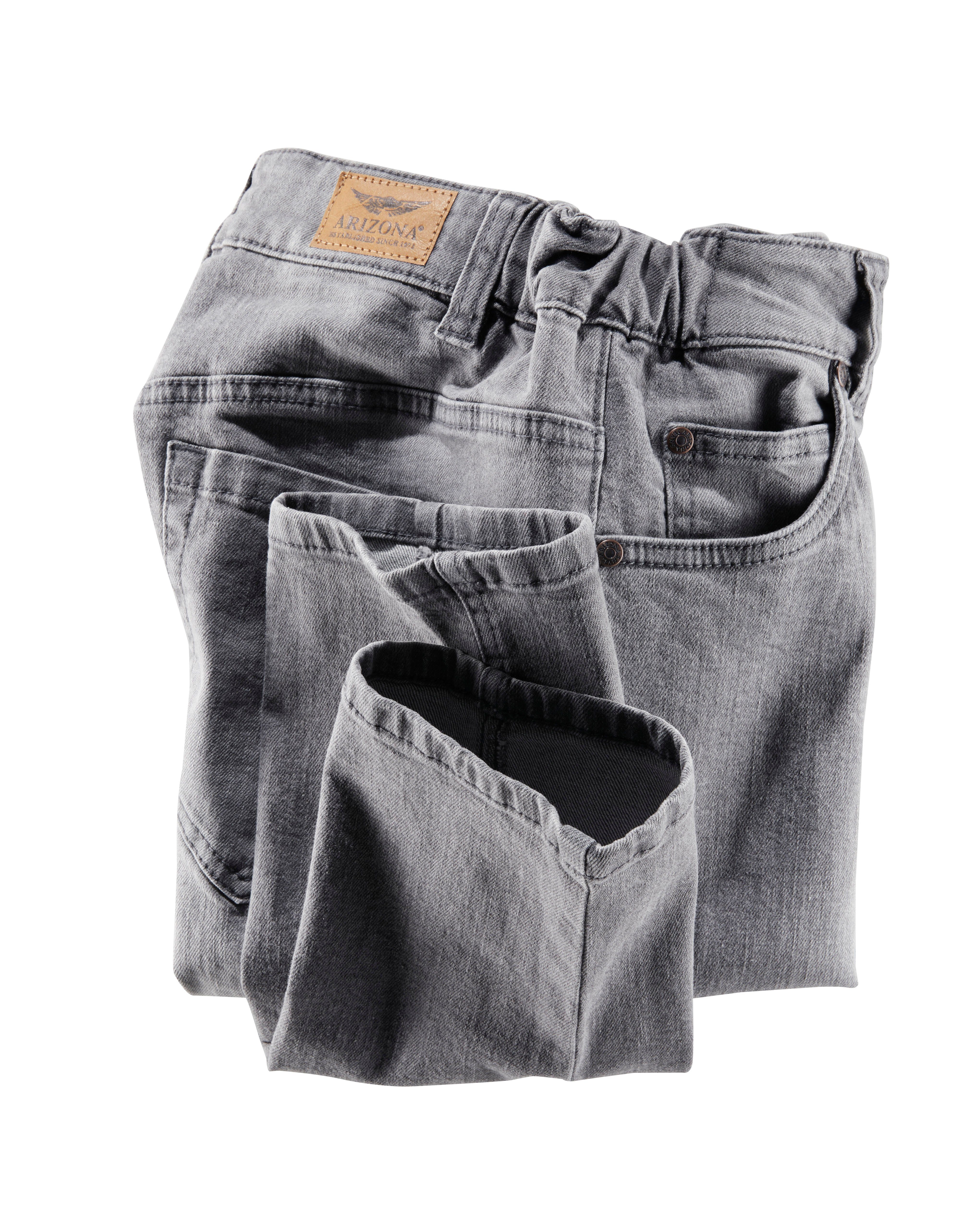 Arizona Slim fit jeans Tailleband met zij-elastiek inzet smalle pasvorm, skinny jeans, used-wassing, hoge taille