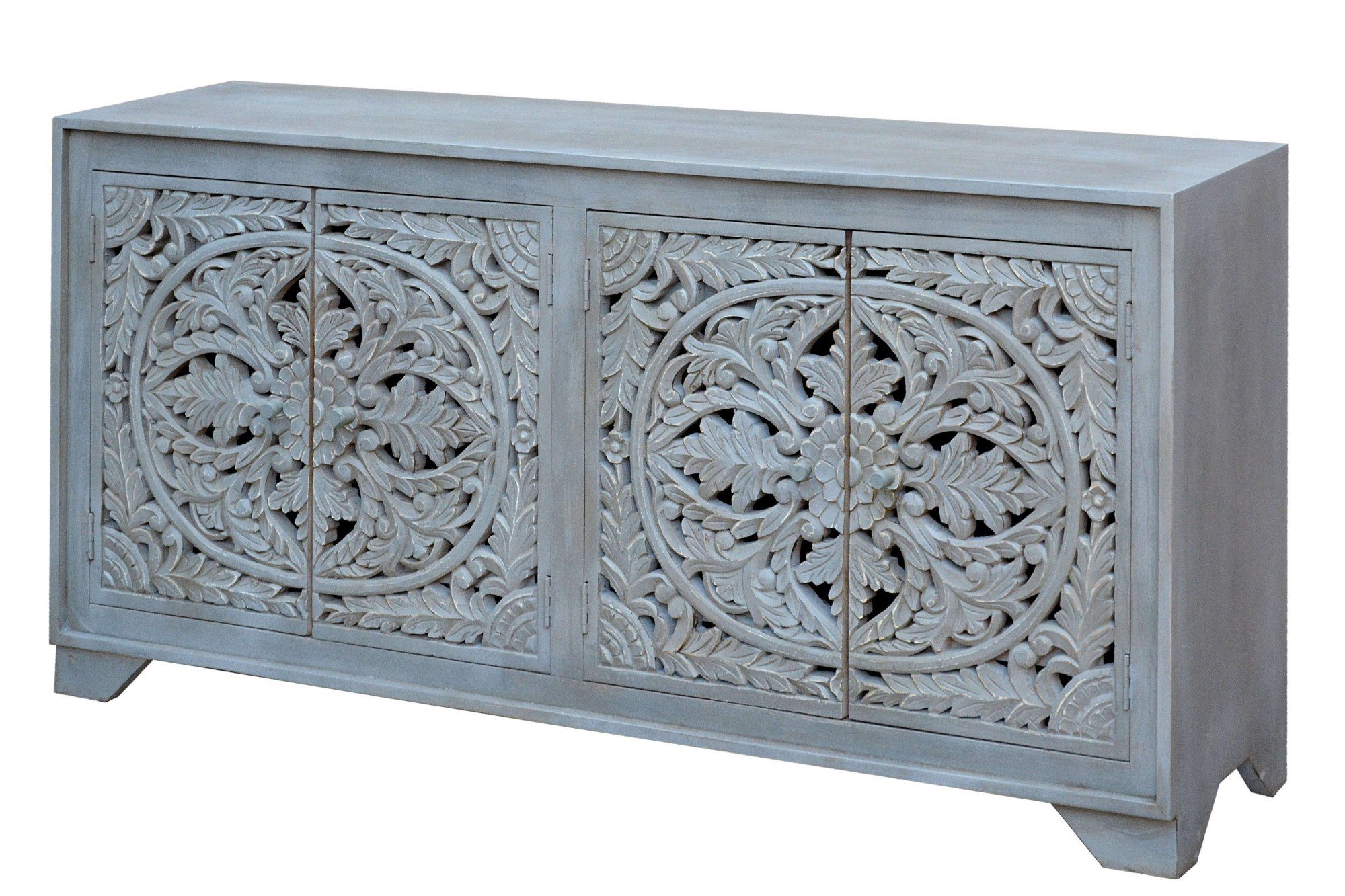 Home affaire Dressoir Kenmare Commode van mangohout, decoratieve snijwerk, breedte 170 cm