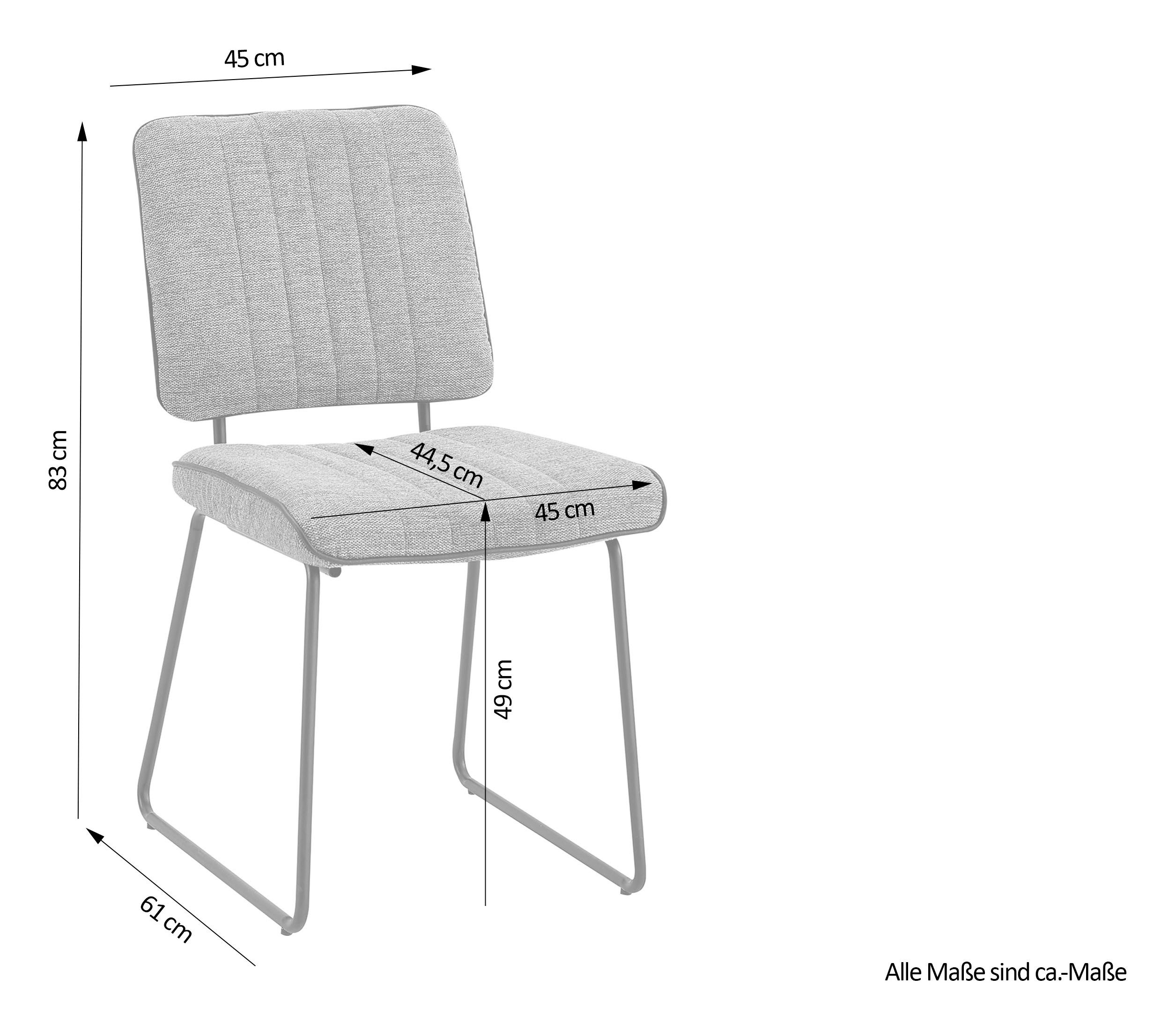 byLIVING Stoel met beugelpoten Liam 4-delige set moderne stoel in praktische 4-set met metalen frame (set, 4 stuks)