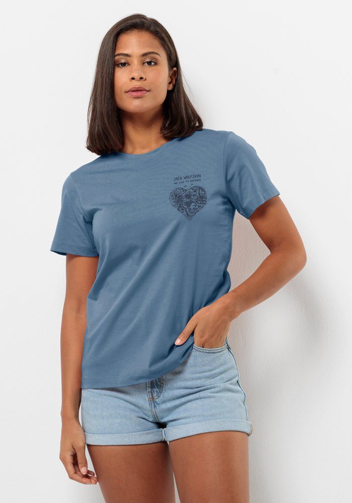 Jack Wolfskin Discover Heart T-Shirt Women T-shirt van biologisch katoen Dames S elemental blue elemental blue