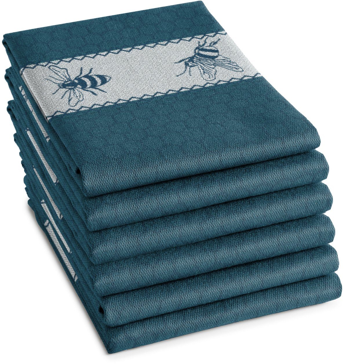 DDDDD Theedoek Bees (set, 6-delig) theedoeken blauw