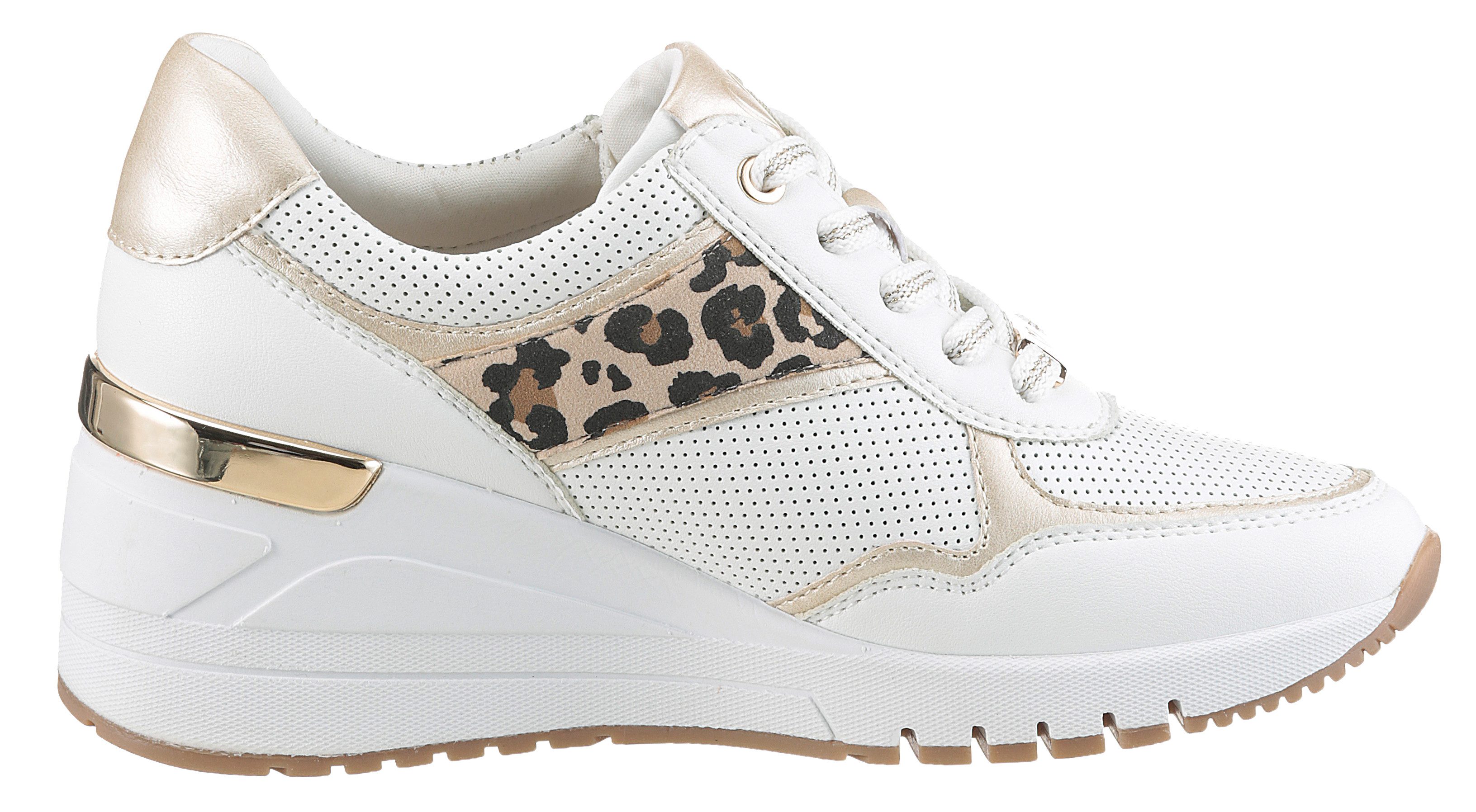 Marco Tozzi Sneakers met sleehak , vrijetijdsschoen, lage schoen veterschoen met buitenrits
