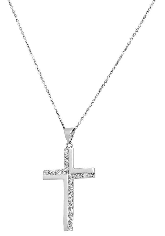 Firetti Ketting met hanger Sieraad cadeau zilverkleur 925 halssieraad halsketting ankerkette kruis dames kettingen zilver(kleur)