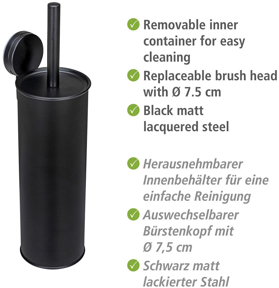 WENKO Toiletset Static-Loc® Modell Plus Pavia gesloten wc-borstelhouder voor wandmontage zonder boren