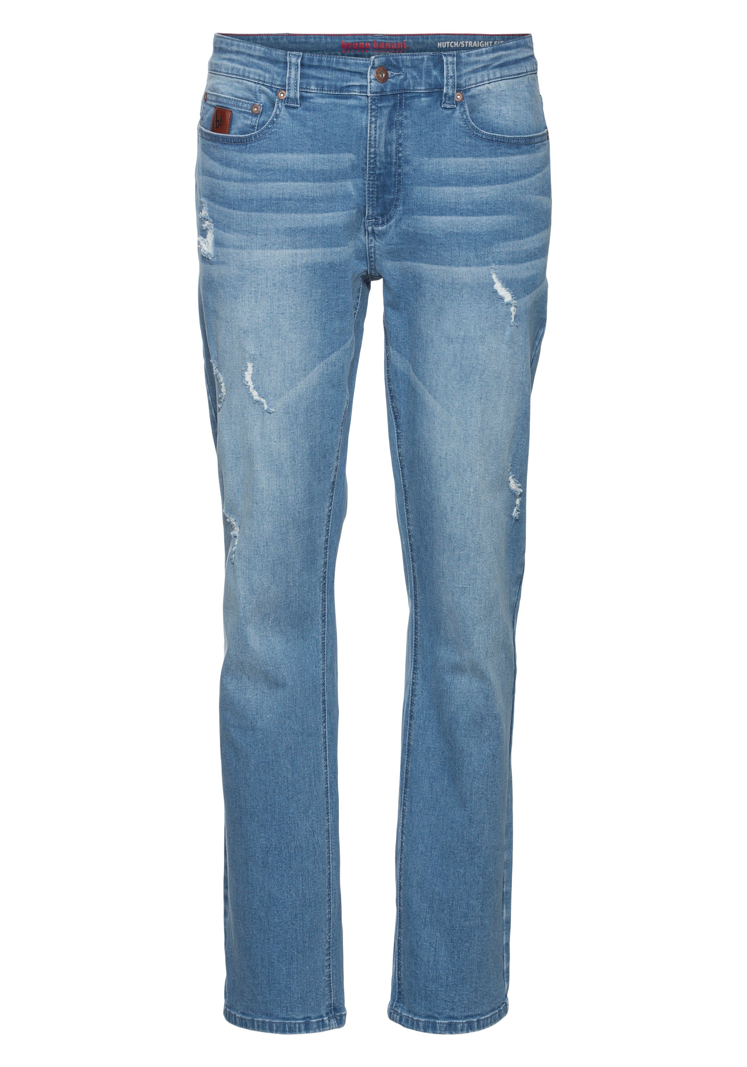 Bruno Banani Straight jeans Hutch rechte broekspijpen, gedeeltelijk met modieuze destroyed-effecten,