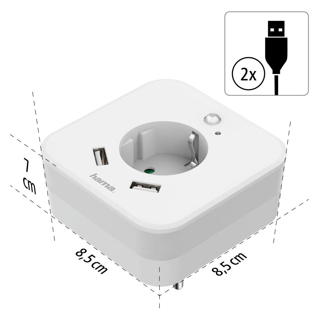 Hama Led-nachtlampje Nachtlicht stopcontact en USB 2.4A, 2 uitgangen, helderheidssensor bestellen | OTTO