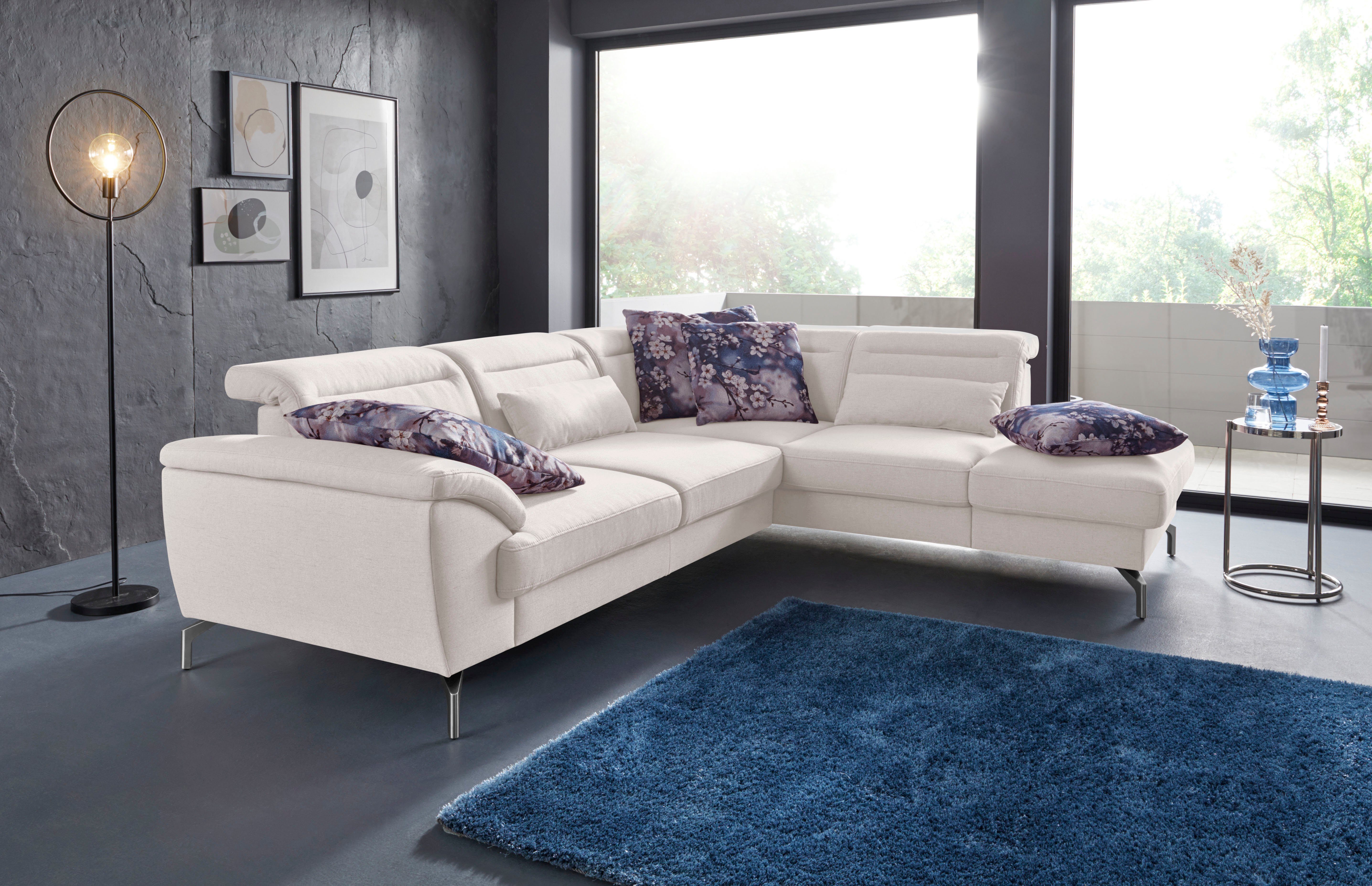 sit&more Hoekbank Percy L-vorm 15 cm poothoogte, zitdiepteverstelling, naar keuze in 2 pootkleuren