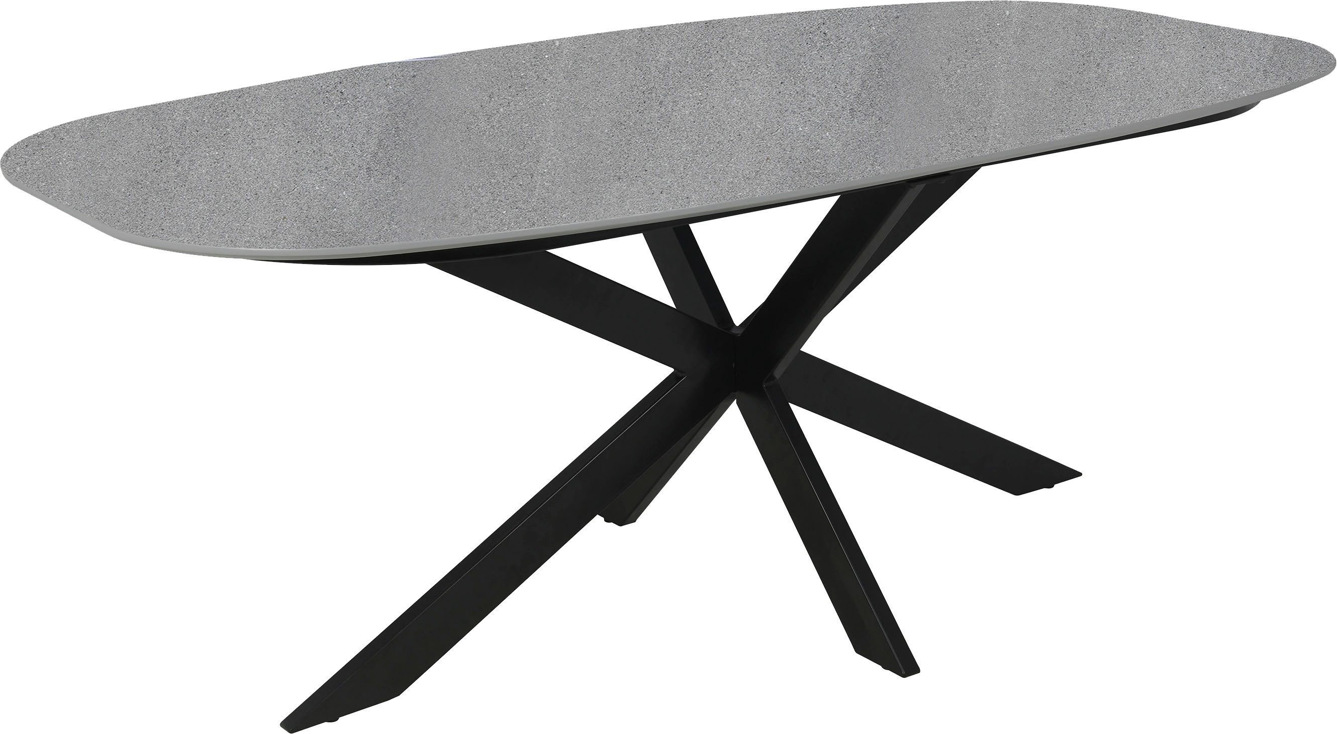 byLIVING Eettafel Ovaal in bootvorm, tafelblad in natuursteen-look grijs, breedte 200 cm