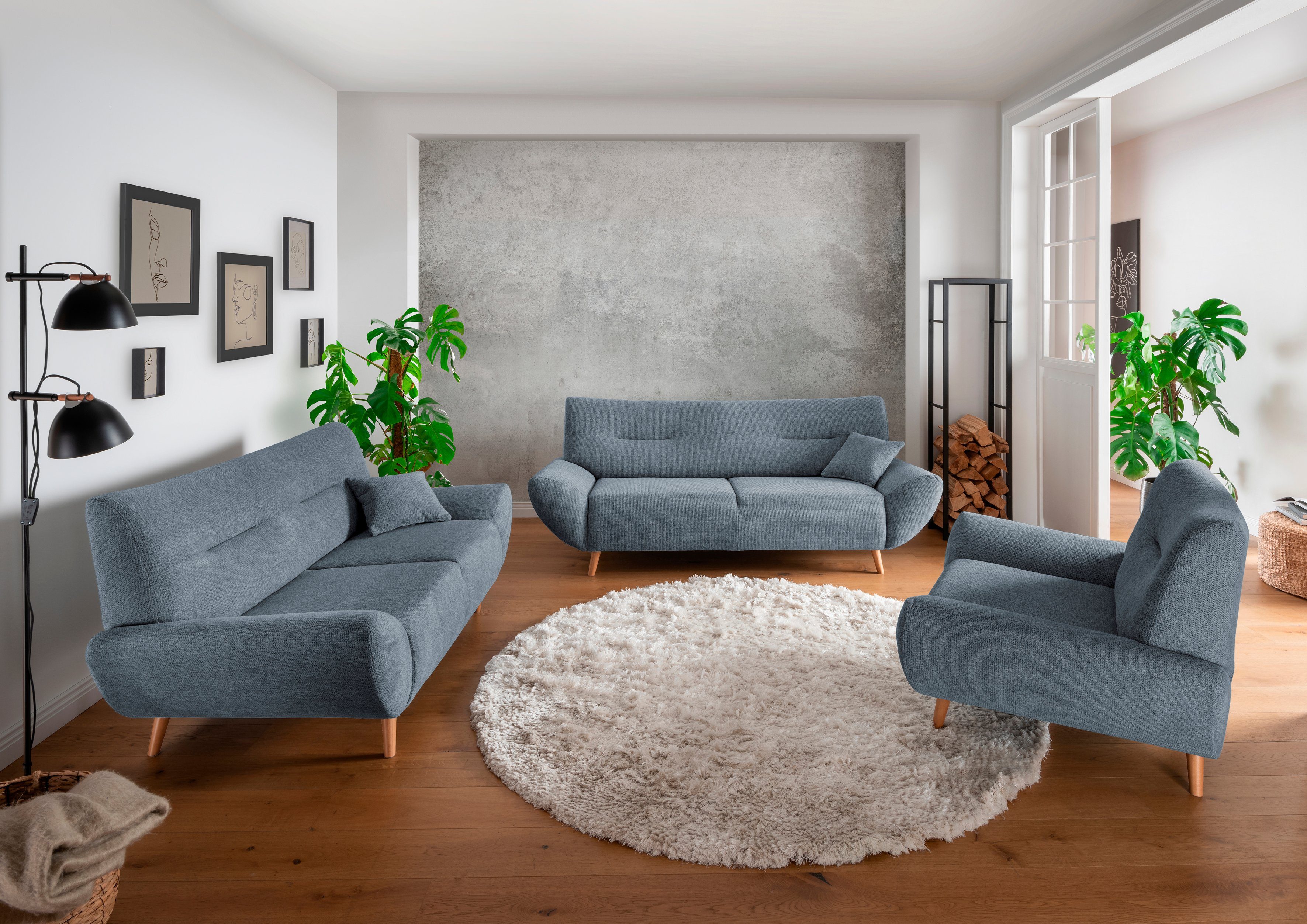 INOSIGN 2-zitsbank Drago elegant en tijdloos, comfortabel, houten voet