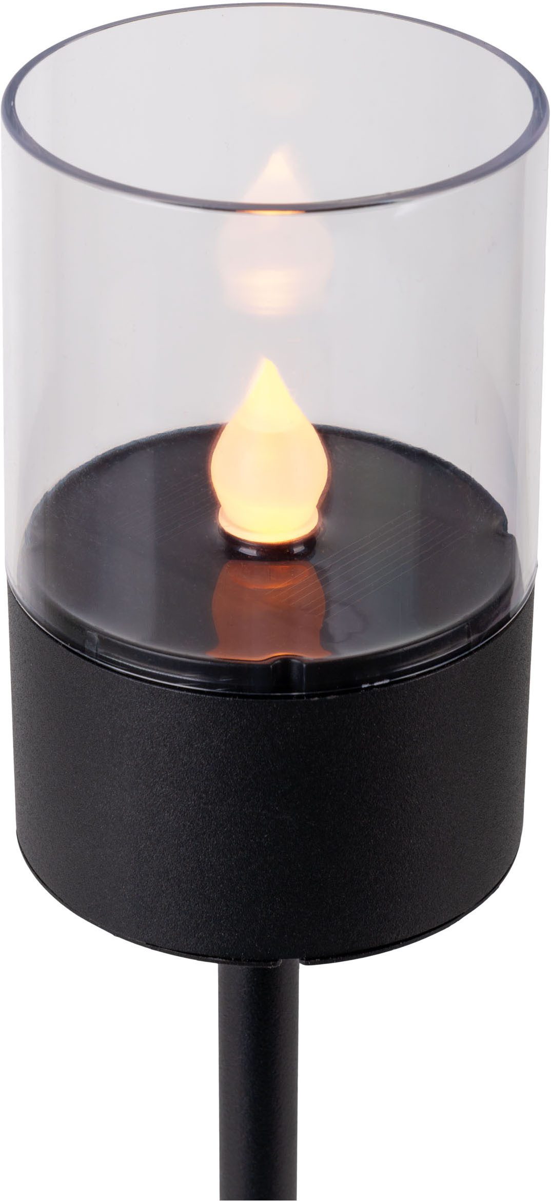 my home Led-solarlamp Lufy 4-delige set decoratieve spiezen, tuinfakkel met vlam effect, metaal h: 37cm (4 stuks)