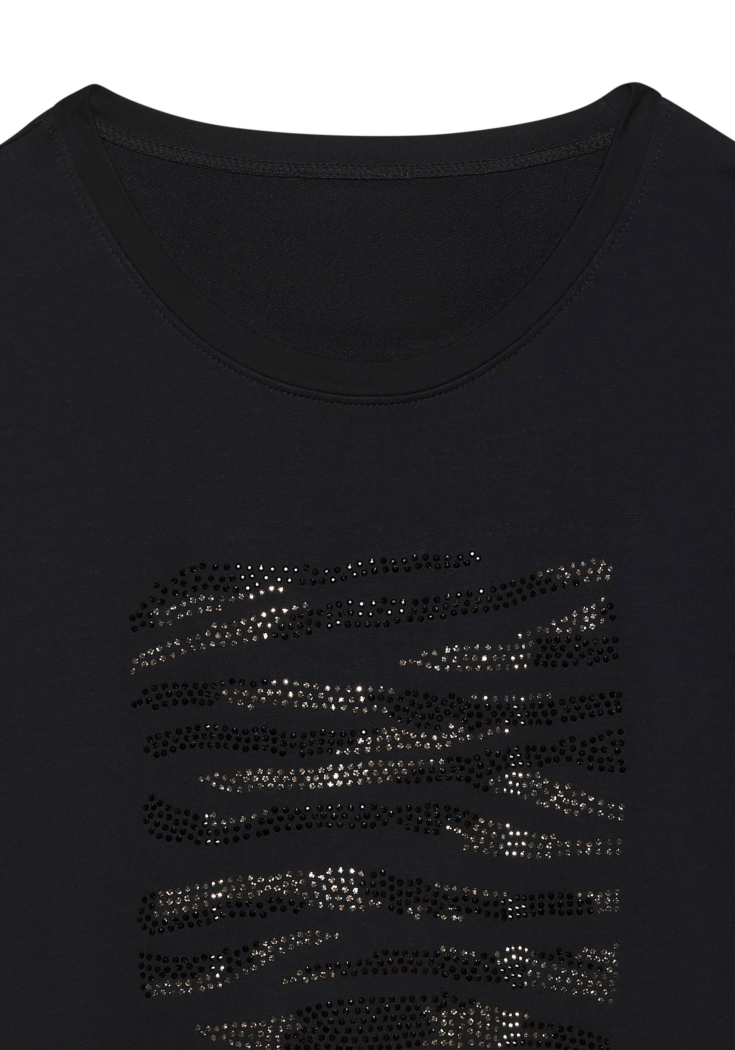 Lascana Shirt met 3/4 mouwen Met strass-dessin van hoogwaardige french terry-kwaliteit van viscose