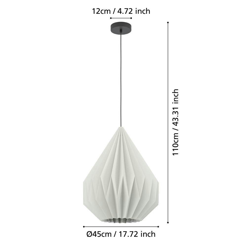 EGLO Hanglamp MINTING hanglamp, metaal in zwart, papier in wit, Ø 45 cm (1 stuk)