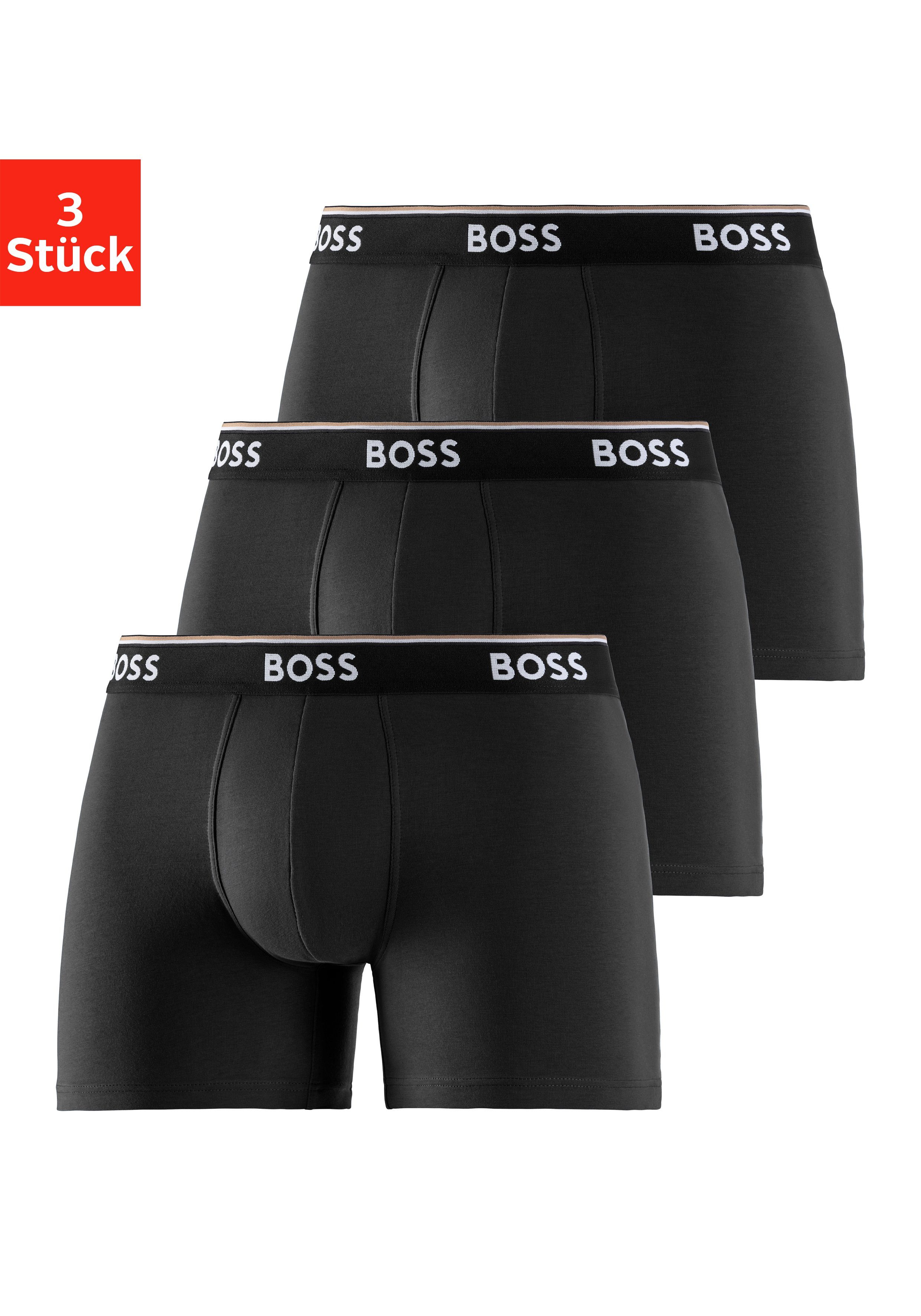 BOSS Lange boxershort BRIEF 3 PACK met in kleur bijpassende weefband (3 stuks)