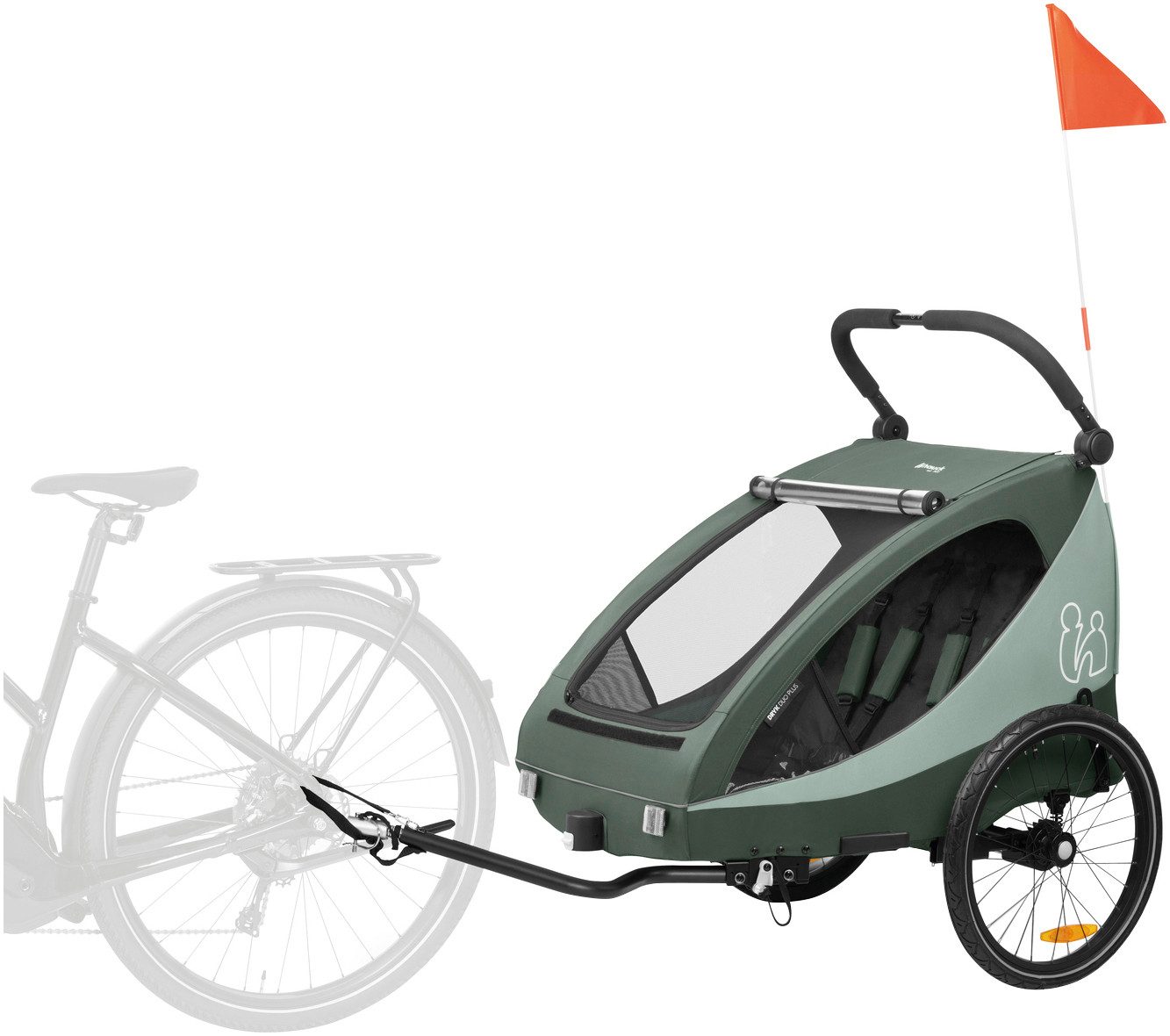 Hauck Kinderen fiets aanhanger 2in1 Bike Trailer und Buggy Dryk Duo Plus, dark green