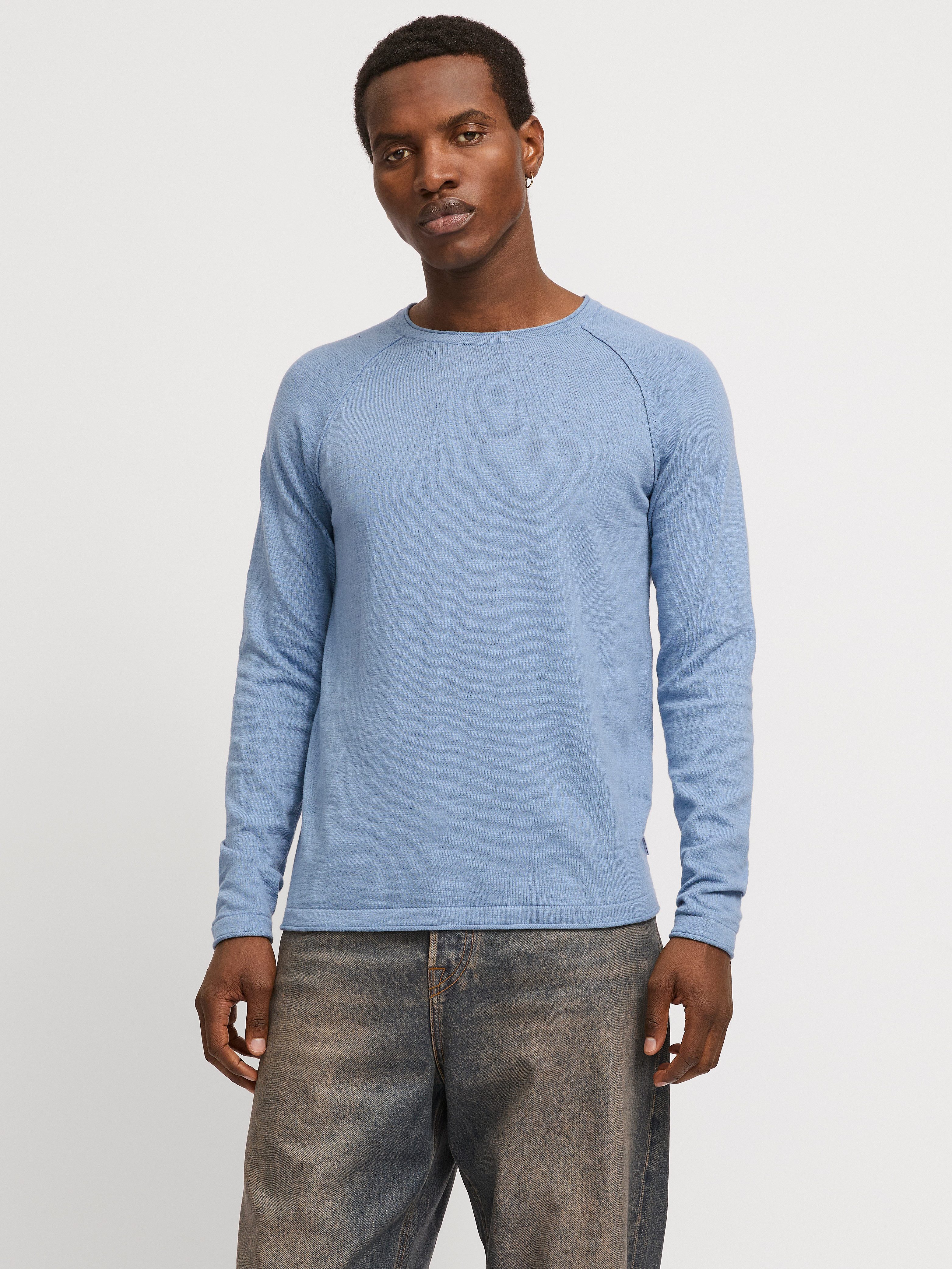Jack & Jones Trui met ronde hals JJEBREEZE KNIT CREW NECK SN heren pullovers maat M blauw