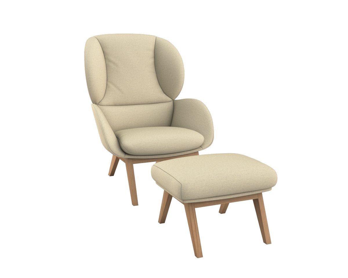 FLEXLUX Hocker Adria Eiken poot, voetenbank/poef voor oorfauteuil
