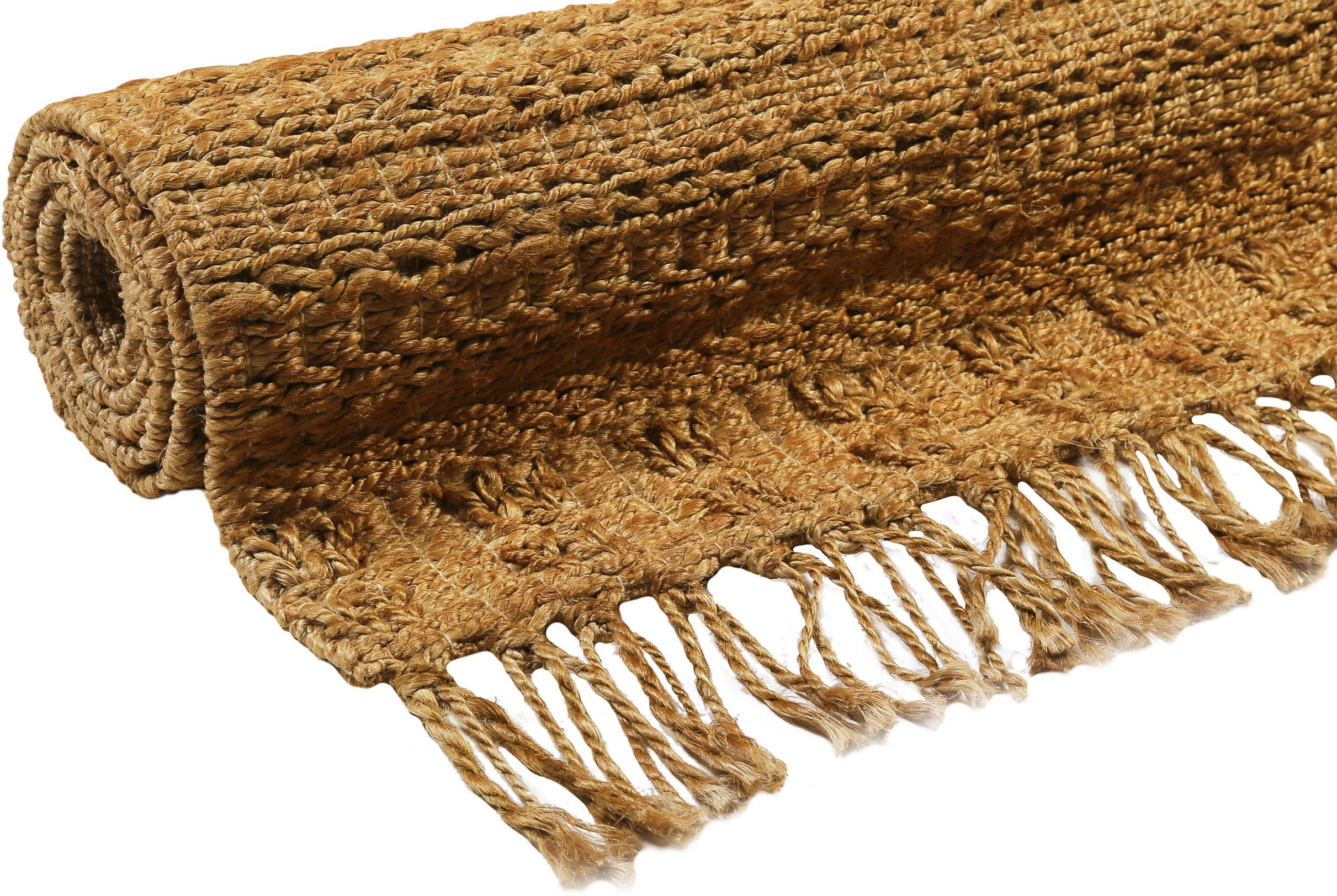 Green Looop Vloerkleed Marseille met de hand geweven jute-vloerkleed, natuurmateriaal, woonkamer