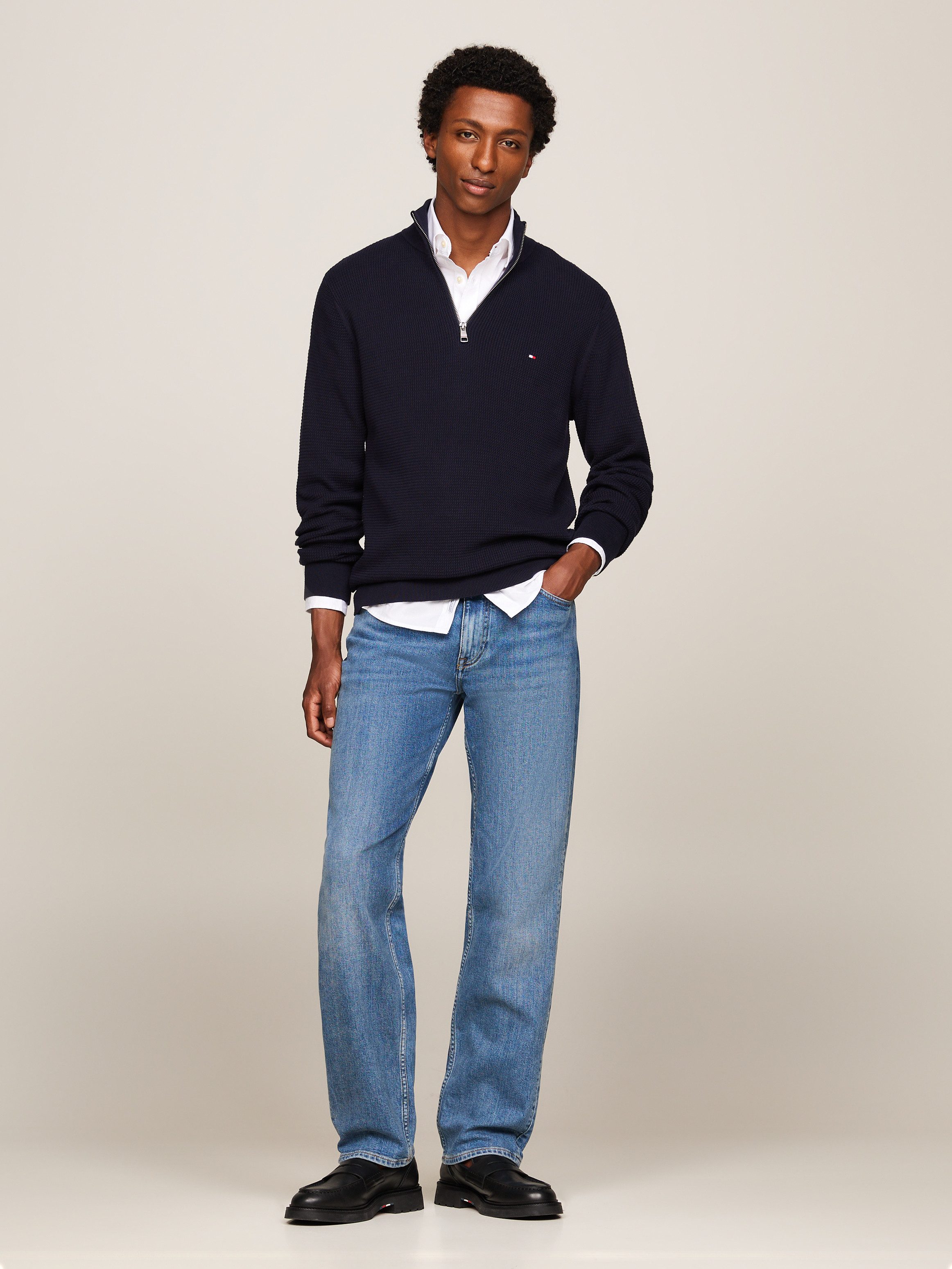 Tommy Hilfiger Gebreide trui REFINED STRUCTURE ZIP MOCK