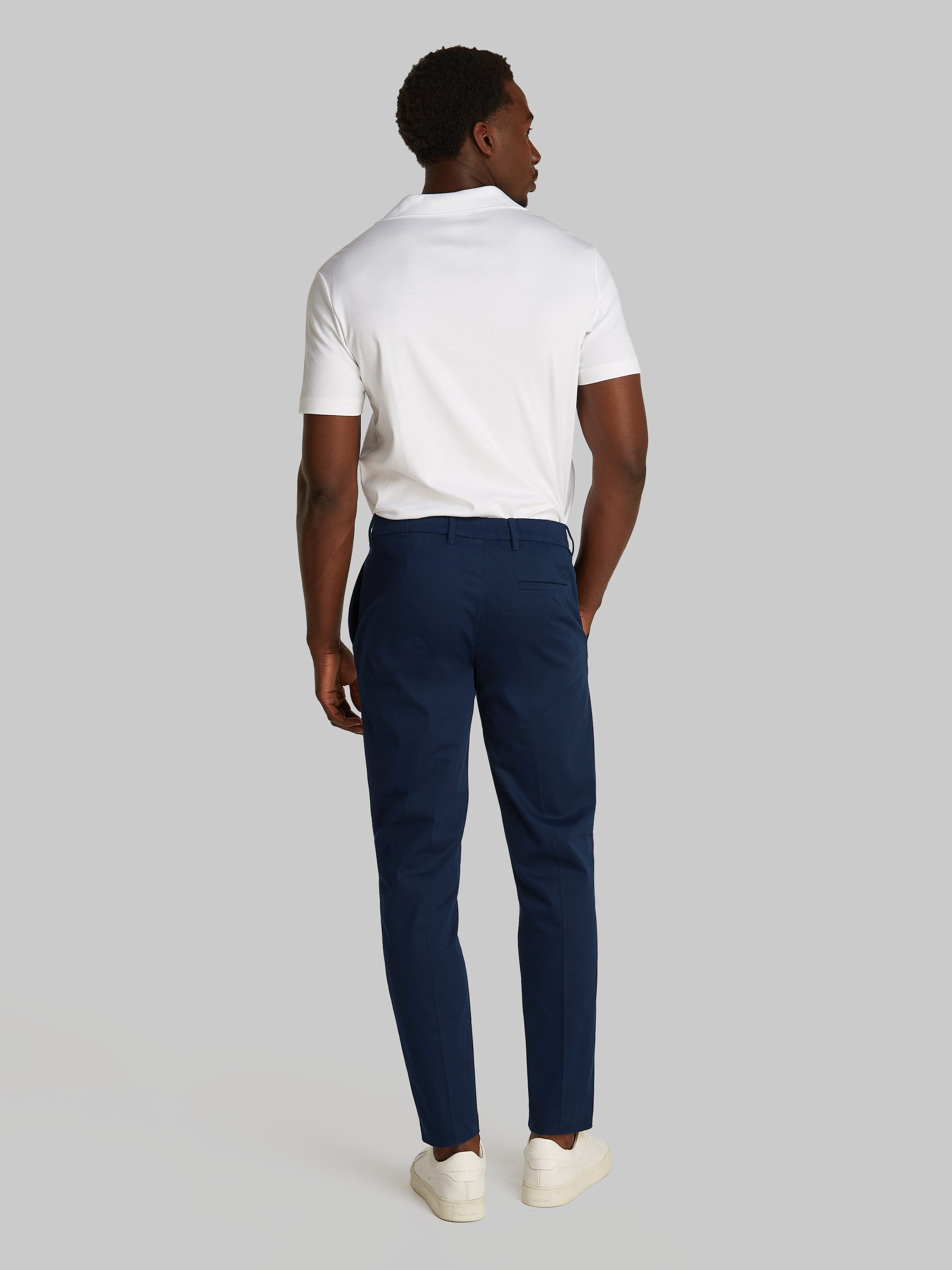 Calvin Klein Bandplooibroek SATEEN STRETCH TAPERED PLEAT