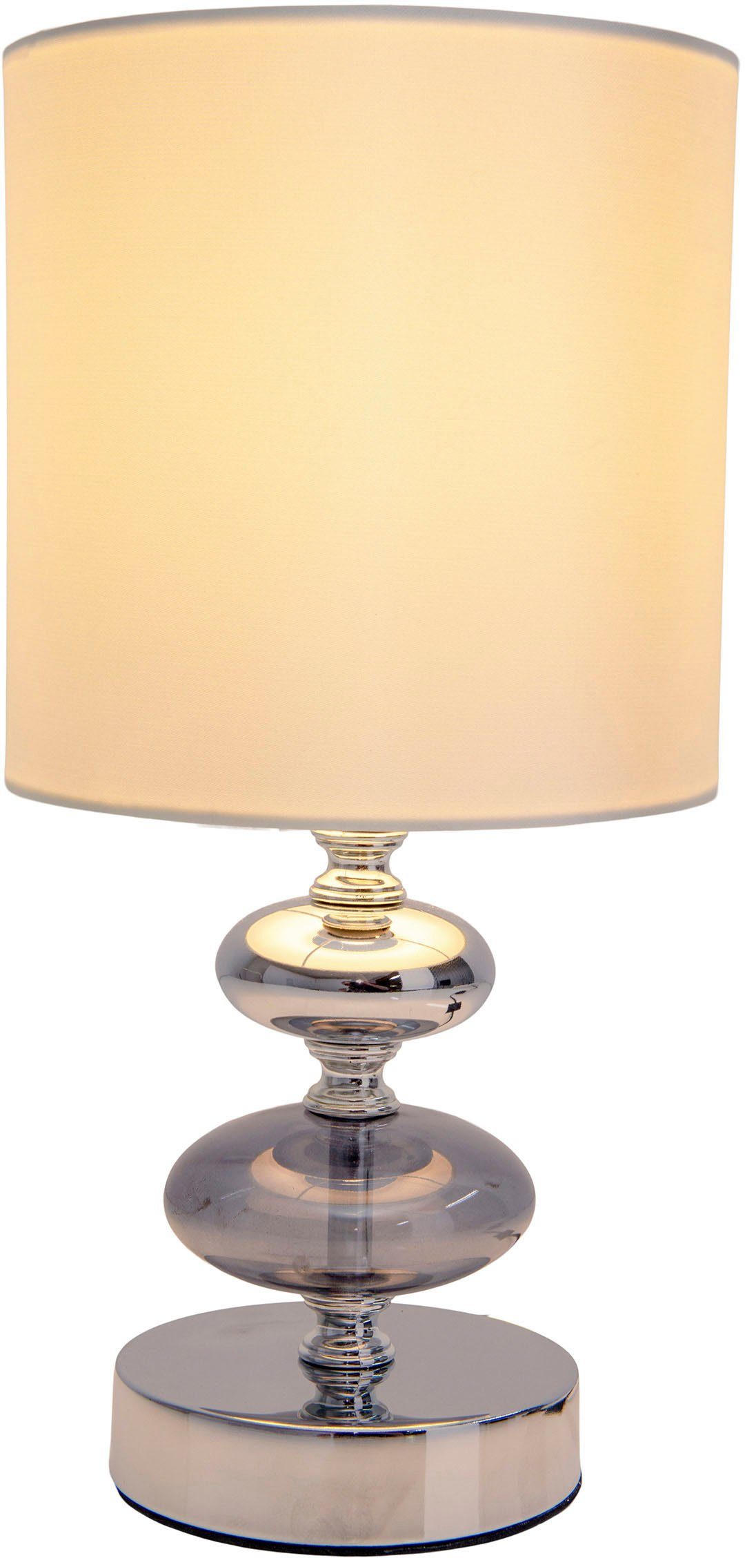 näve Tafellamp Mali E14 max. 40 W, materiaal: metaal/glas/textiel, kleur: wit/chroom, IP20
