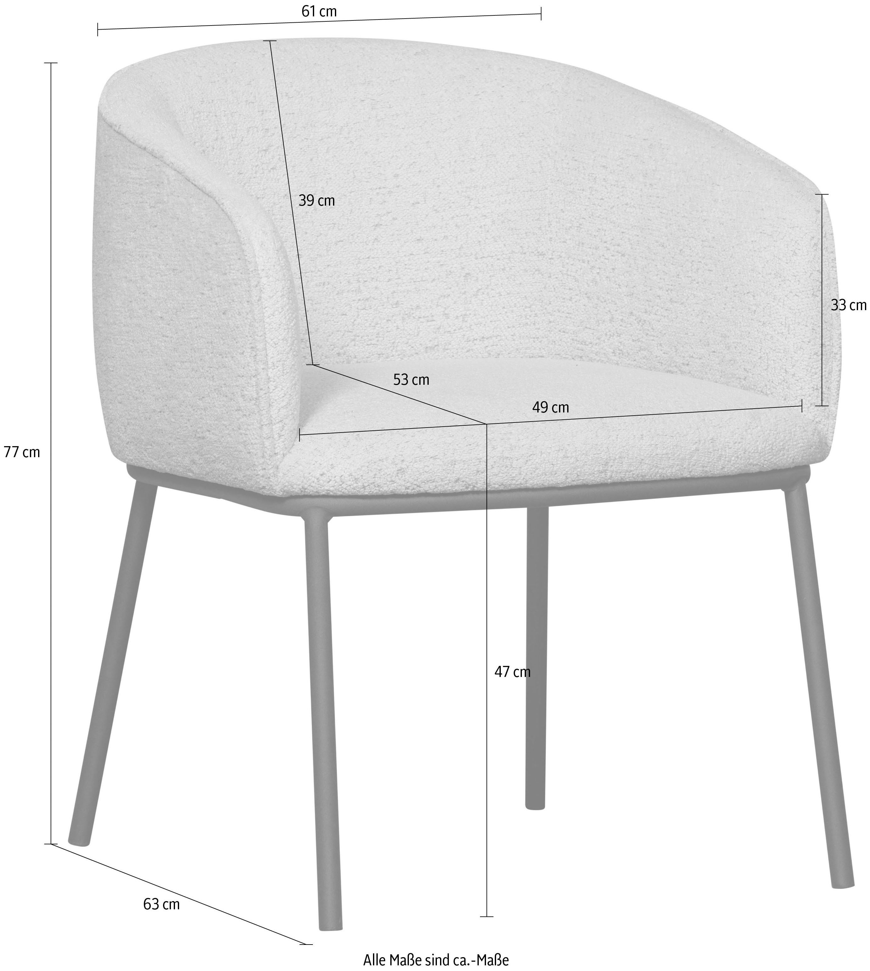WOOOD Eetkamerstoel Leon met bouclé-stof, 4-poots onderstel, h 77 cm x b 61 cm