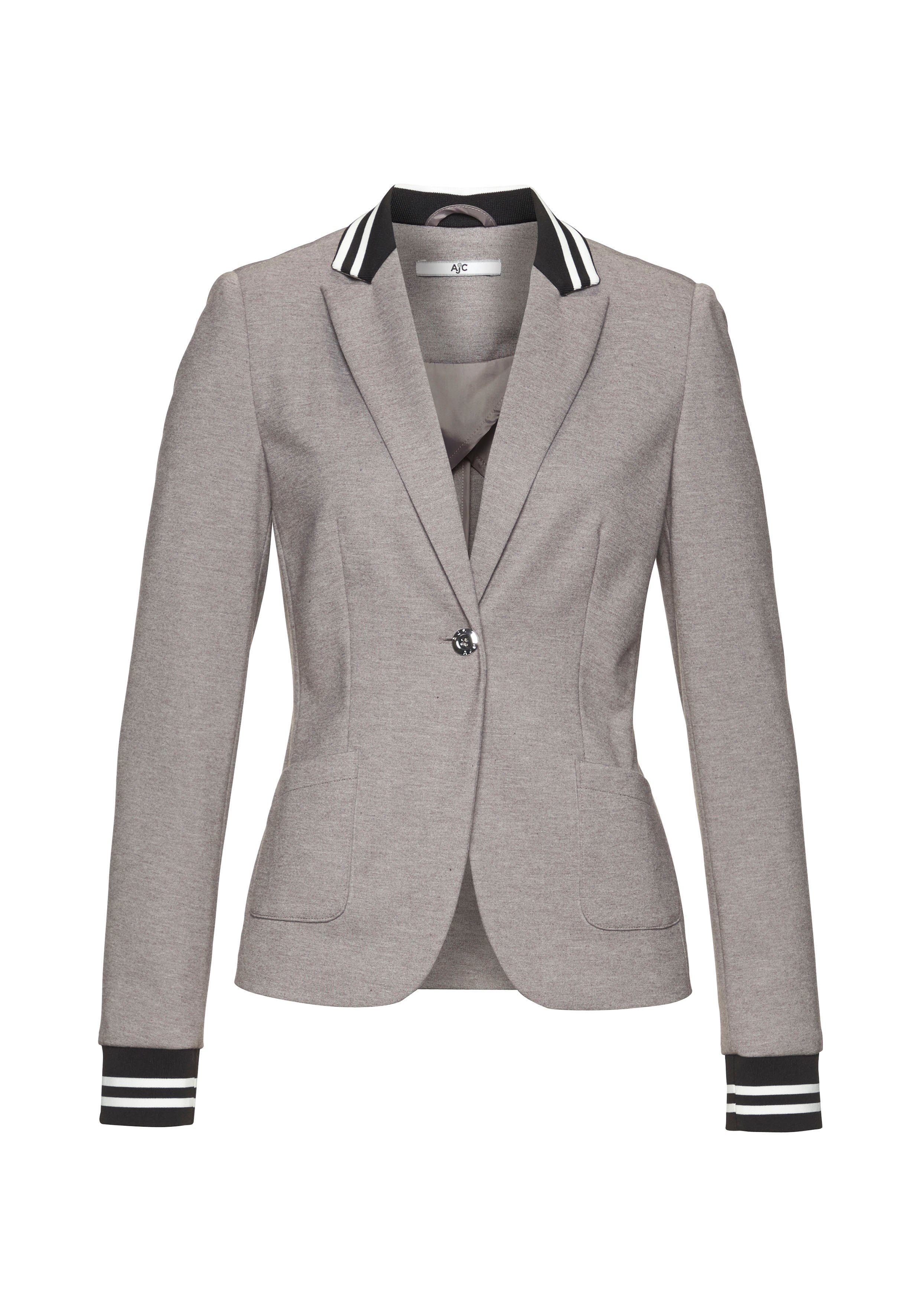 ajc korte blazer met gestreepte kraag en mouwboorden grijs