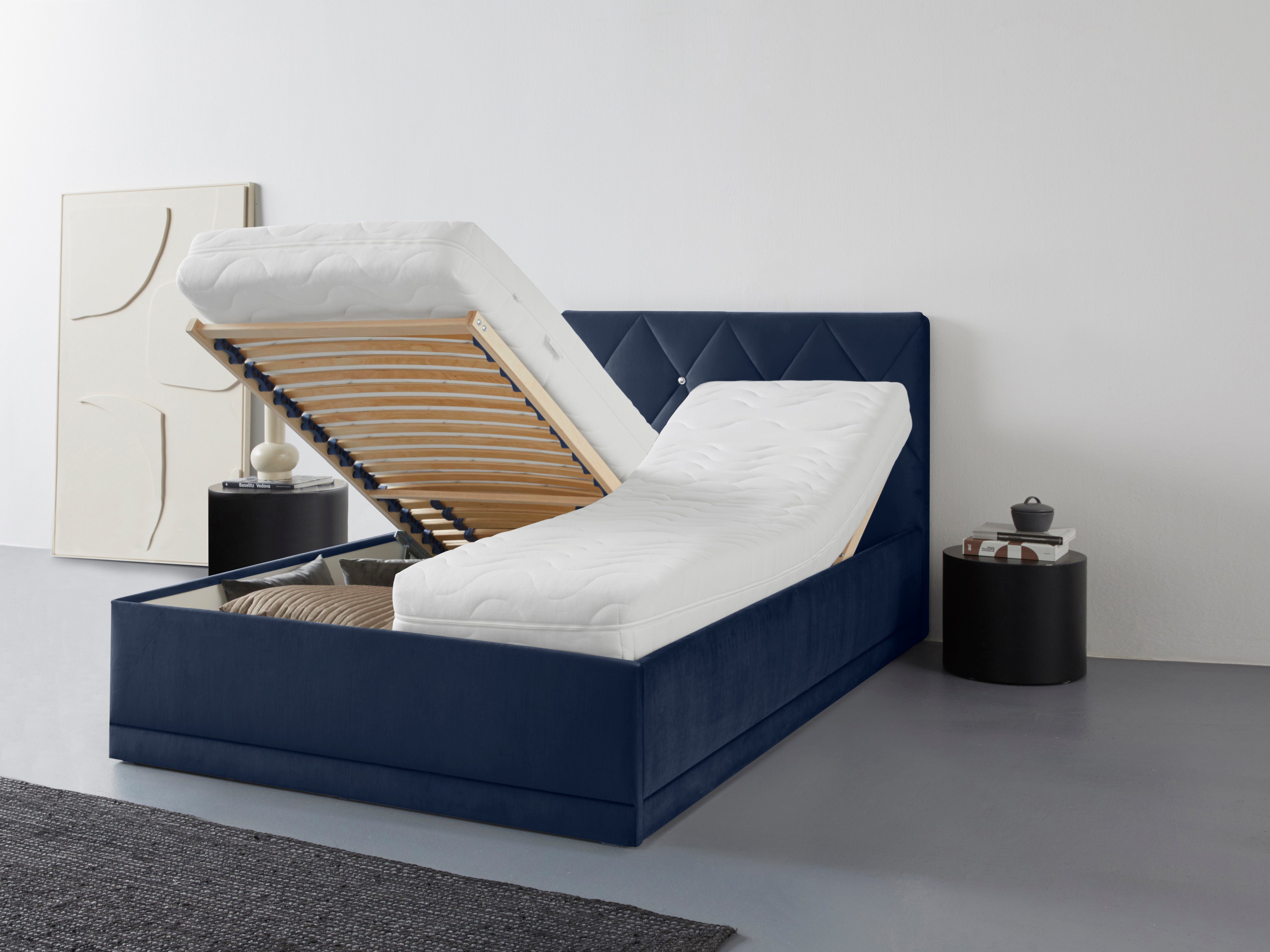 Westfalia Polsterbetten Gestoffeerd bed ADAMAS ook met bedlade, knoopdetails met stras