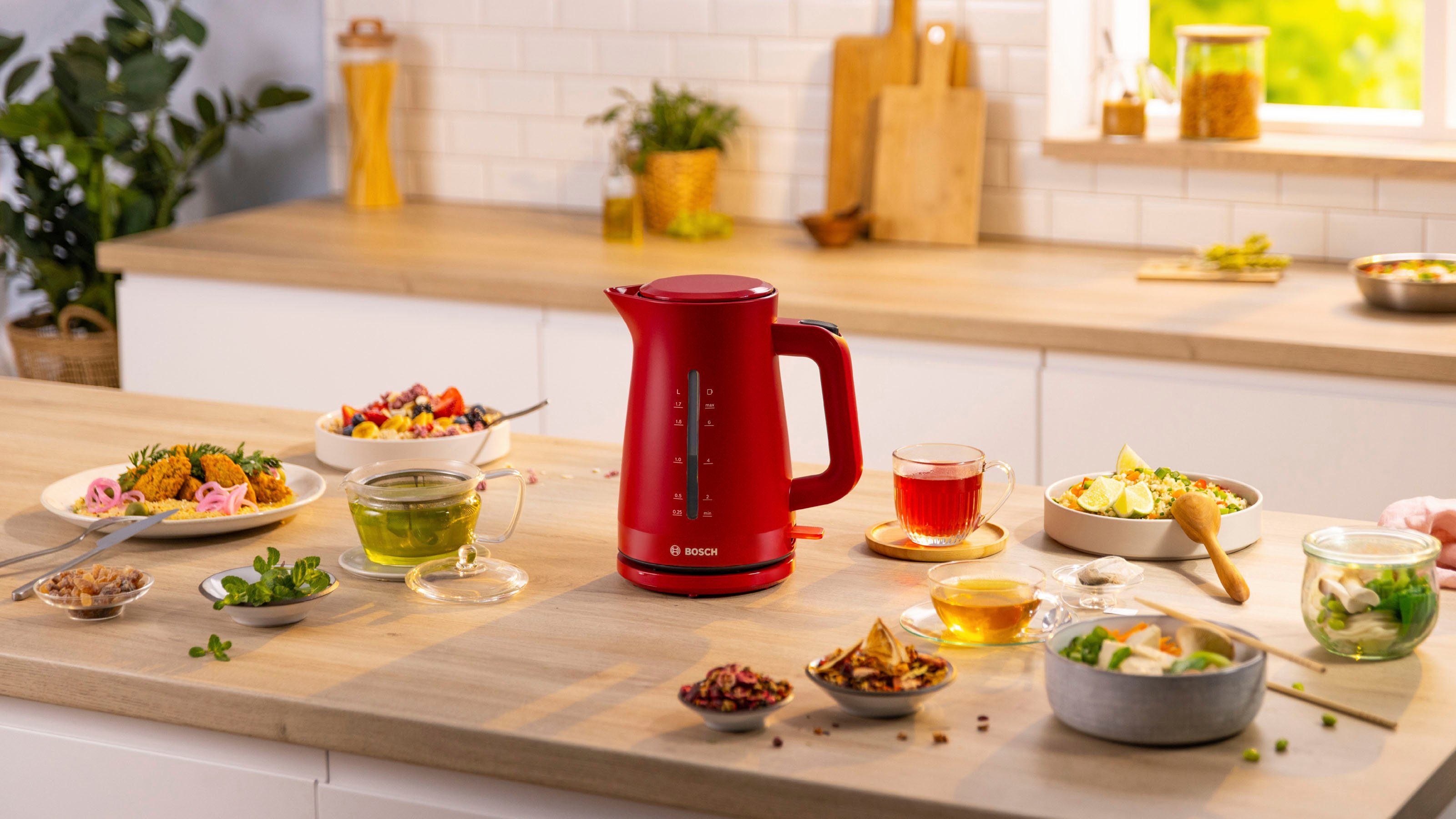 BOSCH Waterkoker MyMoment TWK3M124, 1,7 l, Automatische uitschakeling, kopjesweergave, aan beide kanten waterniveauaanduiding