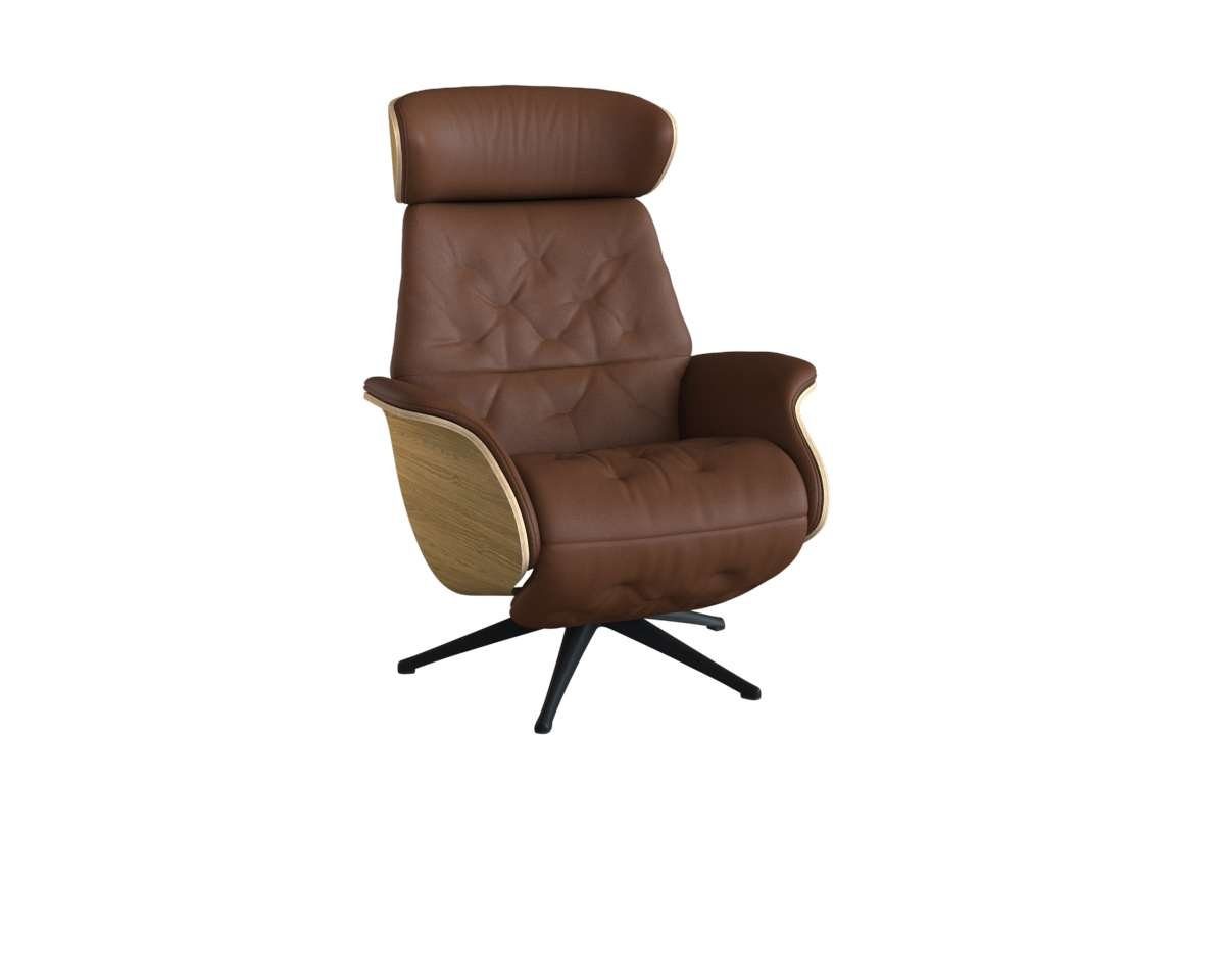 FLEXLUX Relaxfauteuil Volden praktische elektrische fauteuil Maat M, elektrische rug- en voetensteun, accu, armleuning Eiken, zwarte poot