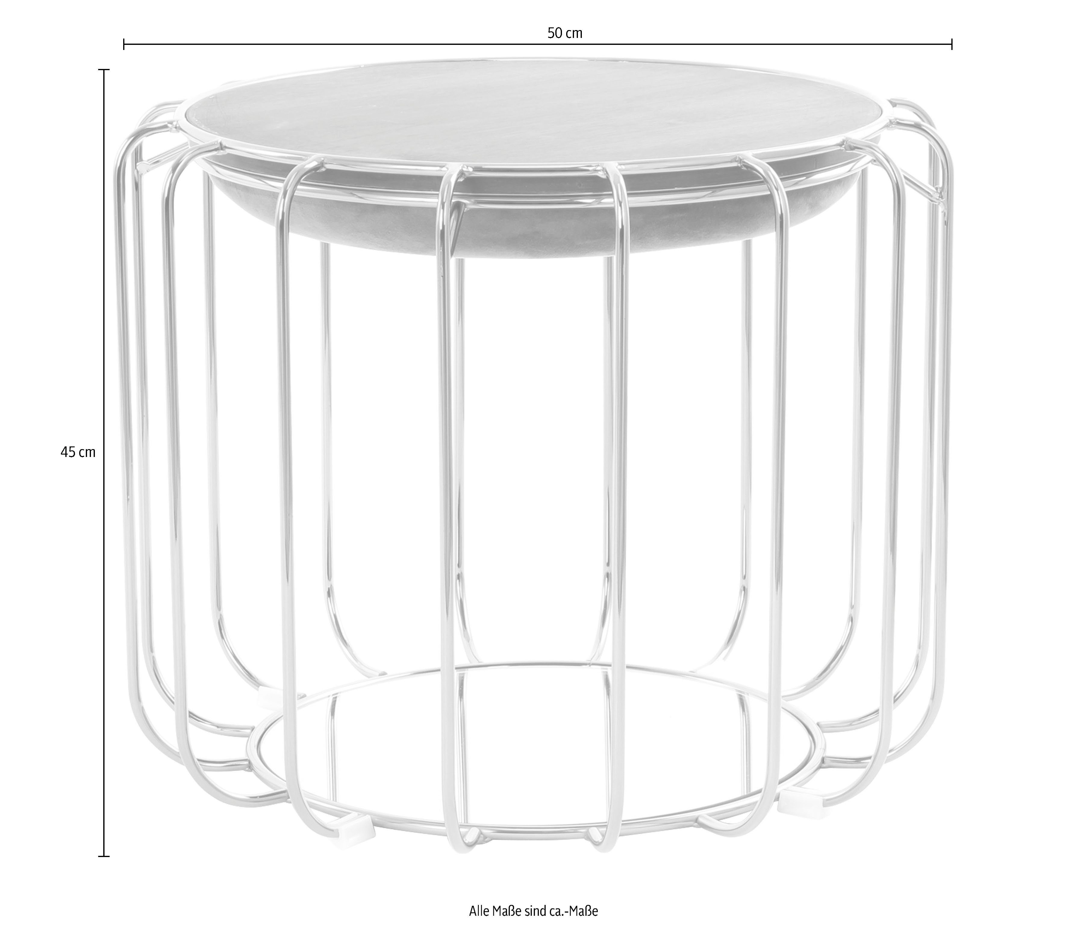 Kayoom Bijzettafel Pouf Comfortable 110, afneembare en omkeerbare bovenkant praktisch om te bouwen tot tafel of voetenbank/poef, met spiegelglas (1 stuk)