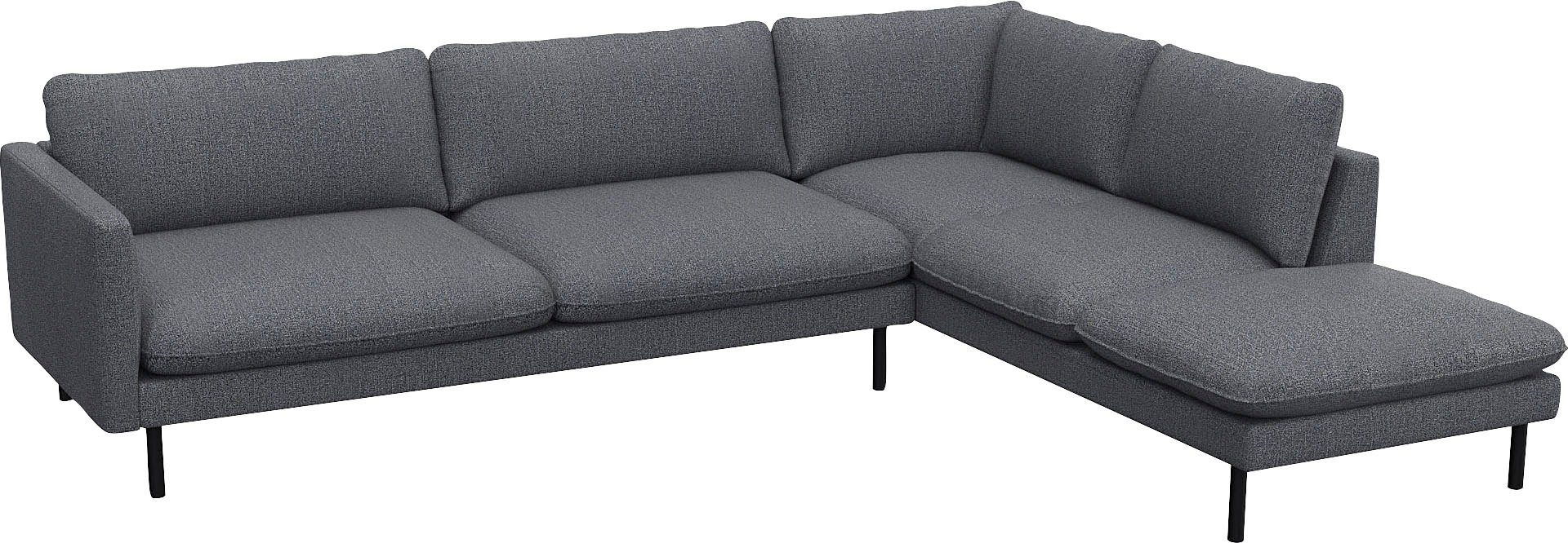 FLEXLUX Hoekbank Bolzano, elegant en comfortabel, L-vorm Zitting opgebouwd met koudschuim & staalgolven, losse zit- & rugkussens