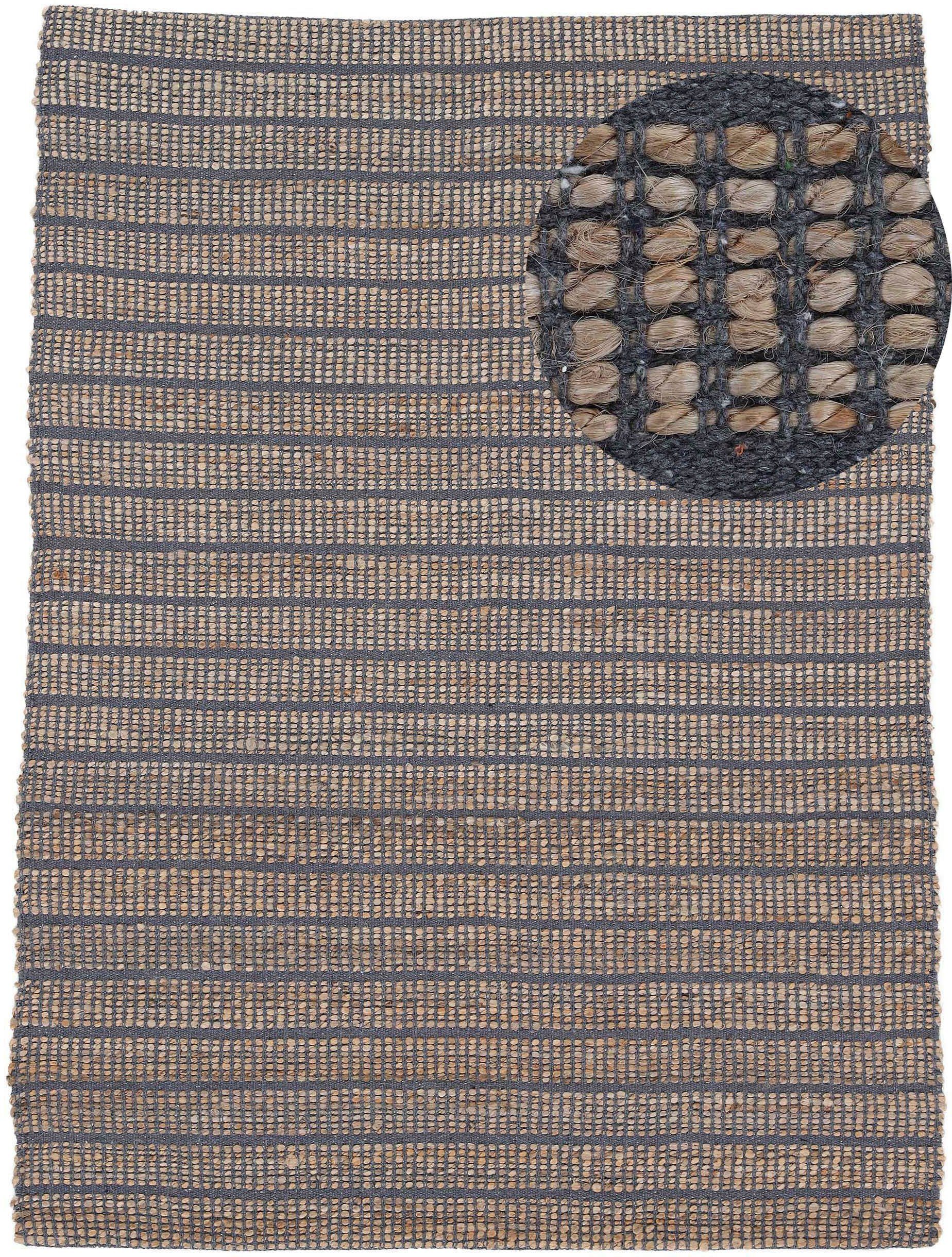 carpetfine Vloerkleed Lara Tweezijdig te gebruiken kleed van jute/katoen, woonkamer moderne vloerkleden maat 120x170 cm blauw