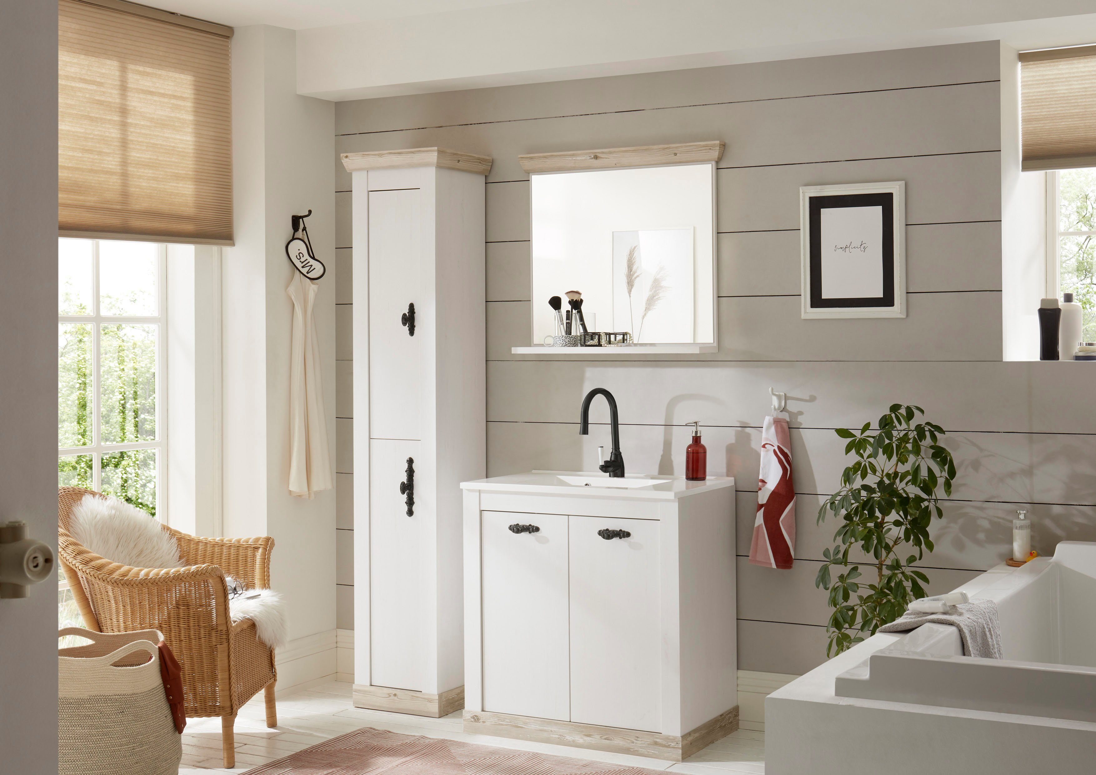 Home affaire Badkamerserie Florenz, Bad im Landhausstil, 3-teiliges Badezimmer (3-delig)
