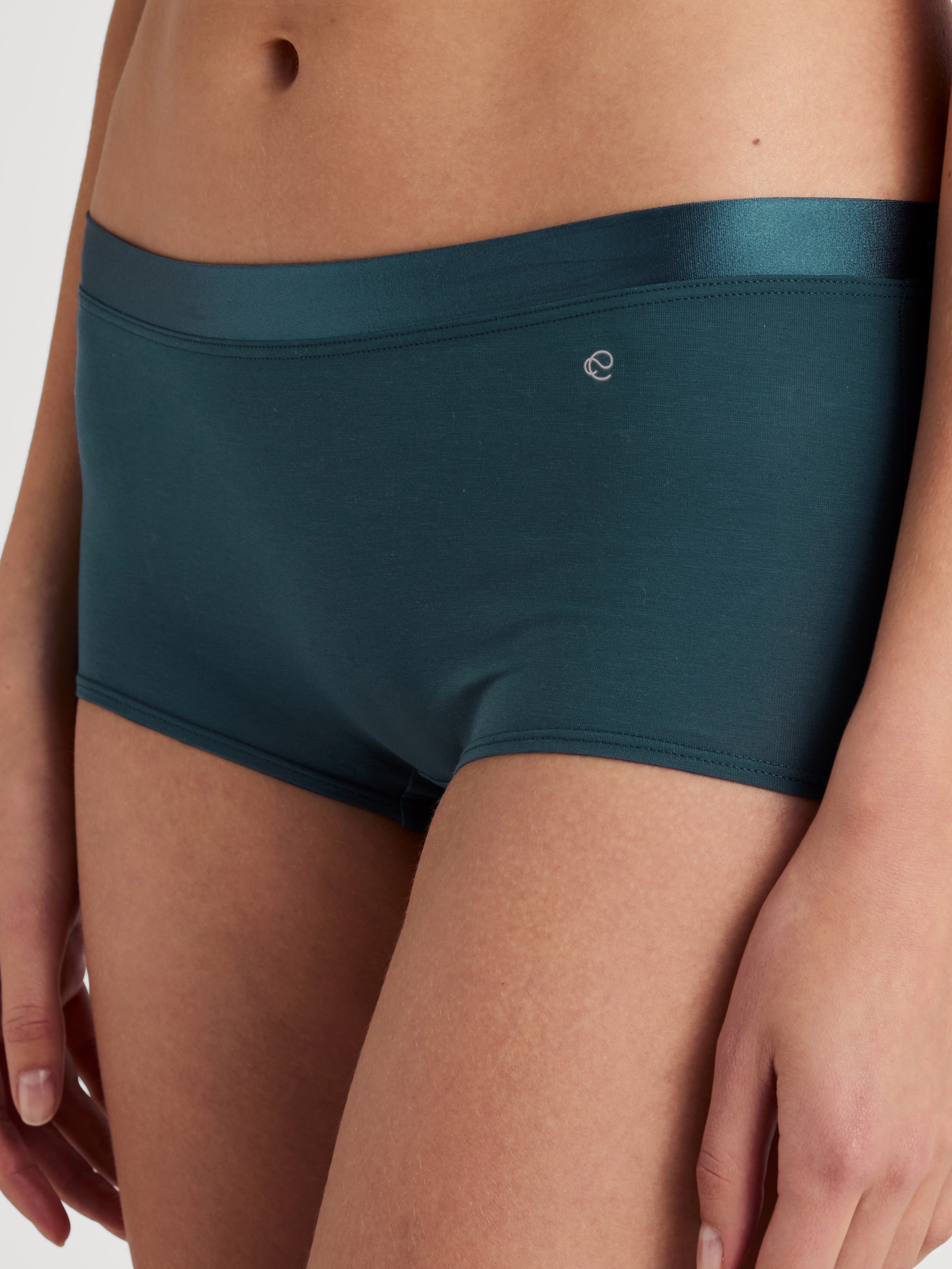 CALIDA Hipster CATE met platte band met satijnen bies dames slips maat XS (36/38) blauw