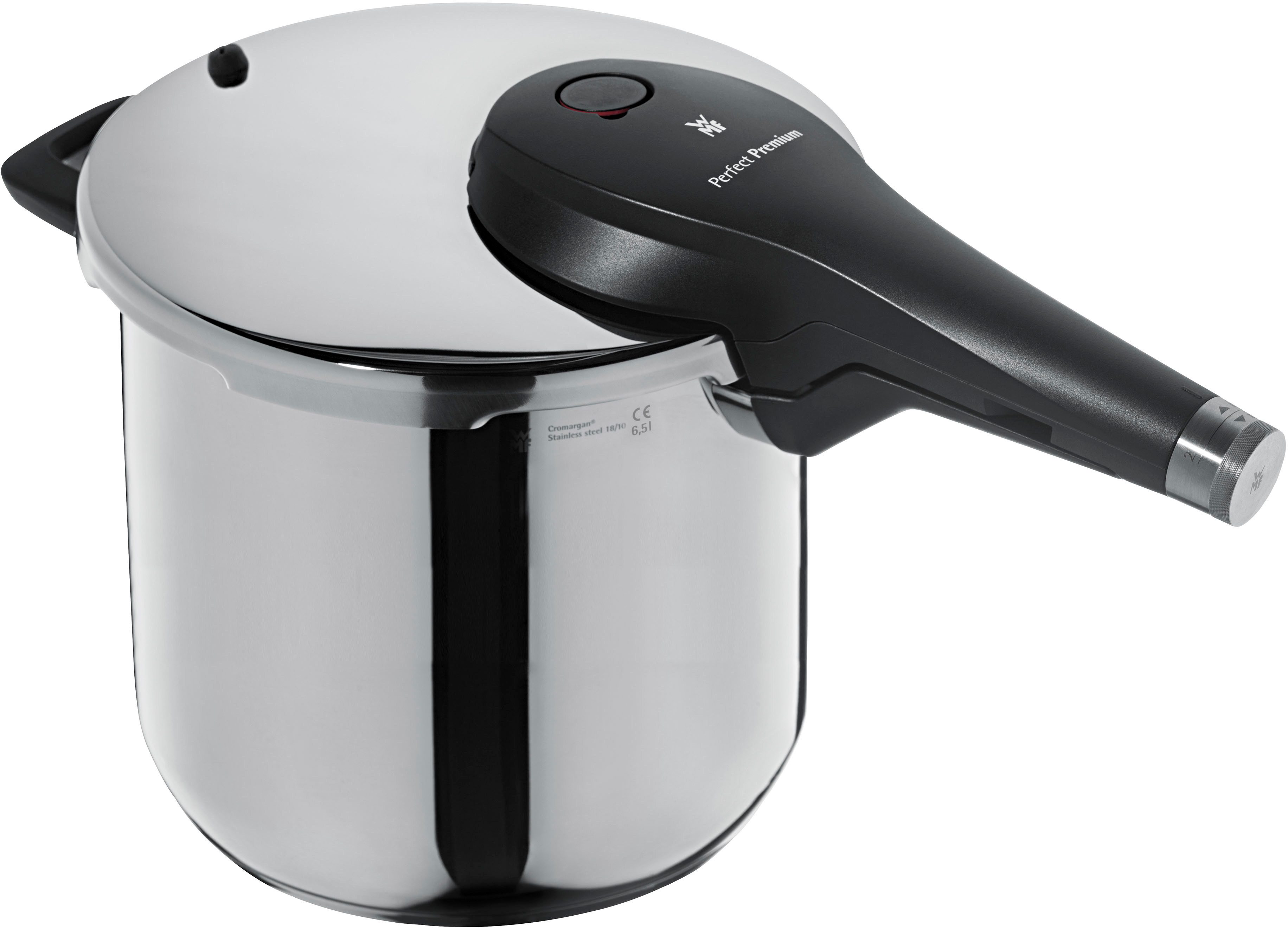 WMF Snelkookpan Perfect Premium, 6,5 liter snelkookpan All-in-One bedieningsknop, kookindicator, veiligheidssysteem snelkookpannen zilver