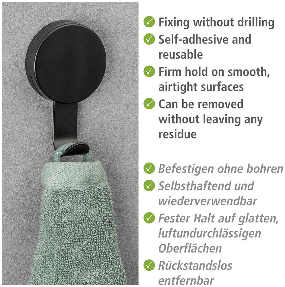 WENKO Wandhaak Static-Loc® Plus Modell Pavia voor badkamer, keuken en huishouden, bevestigen zonder boren (set, 4 stuks)