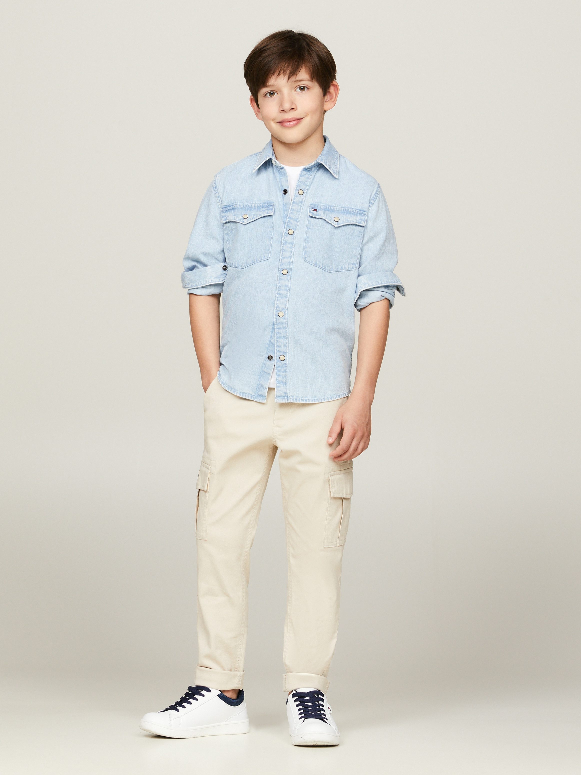 Tommy Hilfiger Overhemd met lange mouwen DENIM SHIRT LS Kinderen tot 16 jaar met logostiksel