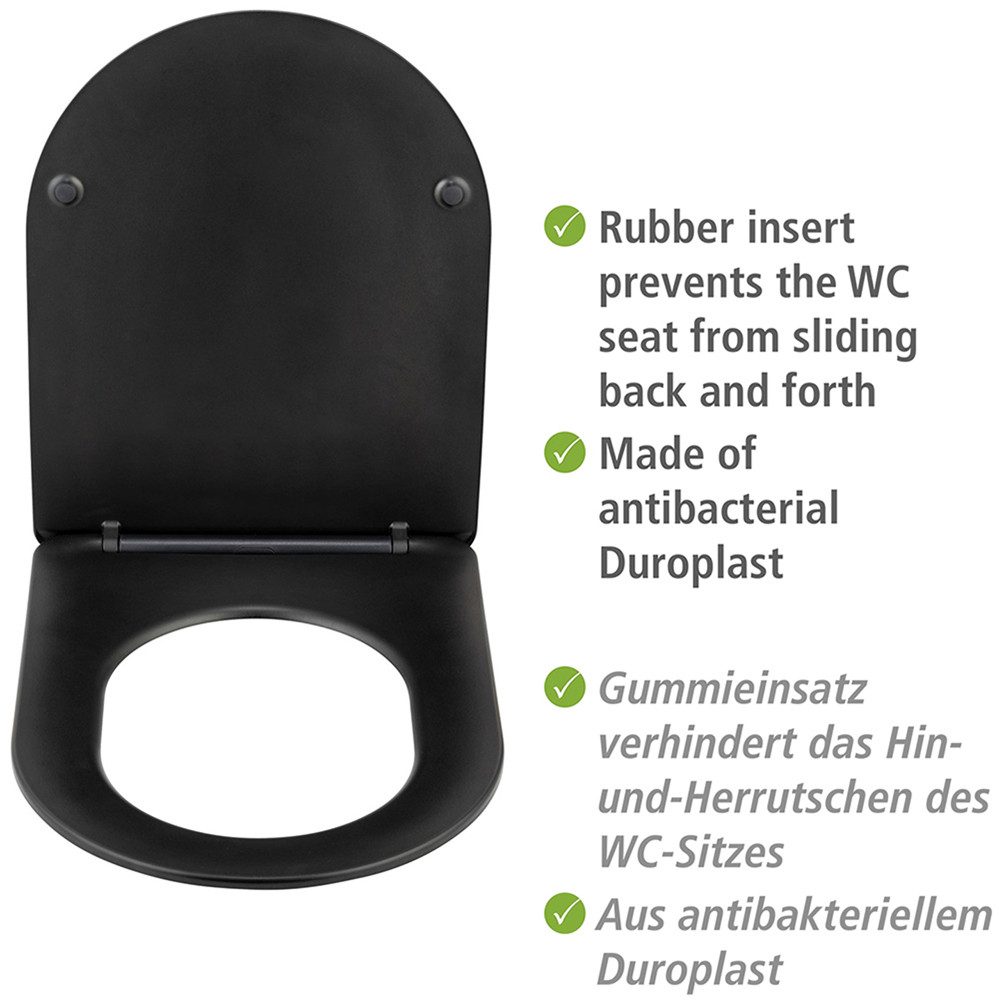 WENKO Toiletzitting Model Galati van duroplast, ultraflauw, d-vorm, met afdaalautomatiek