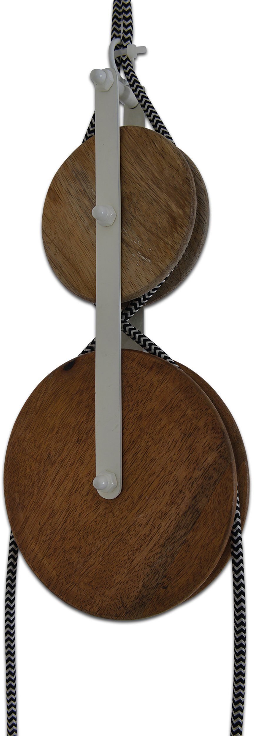 näve Hanglamp Jaipur Houtelement van mango, ivoorkleurige tegengewicht hanglamp E27