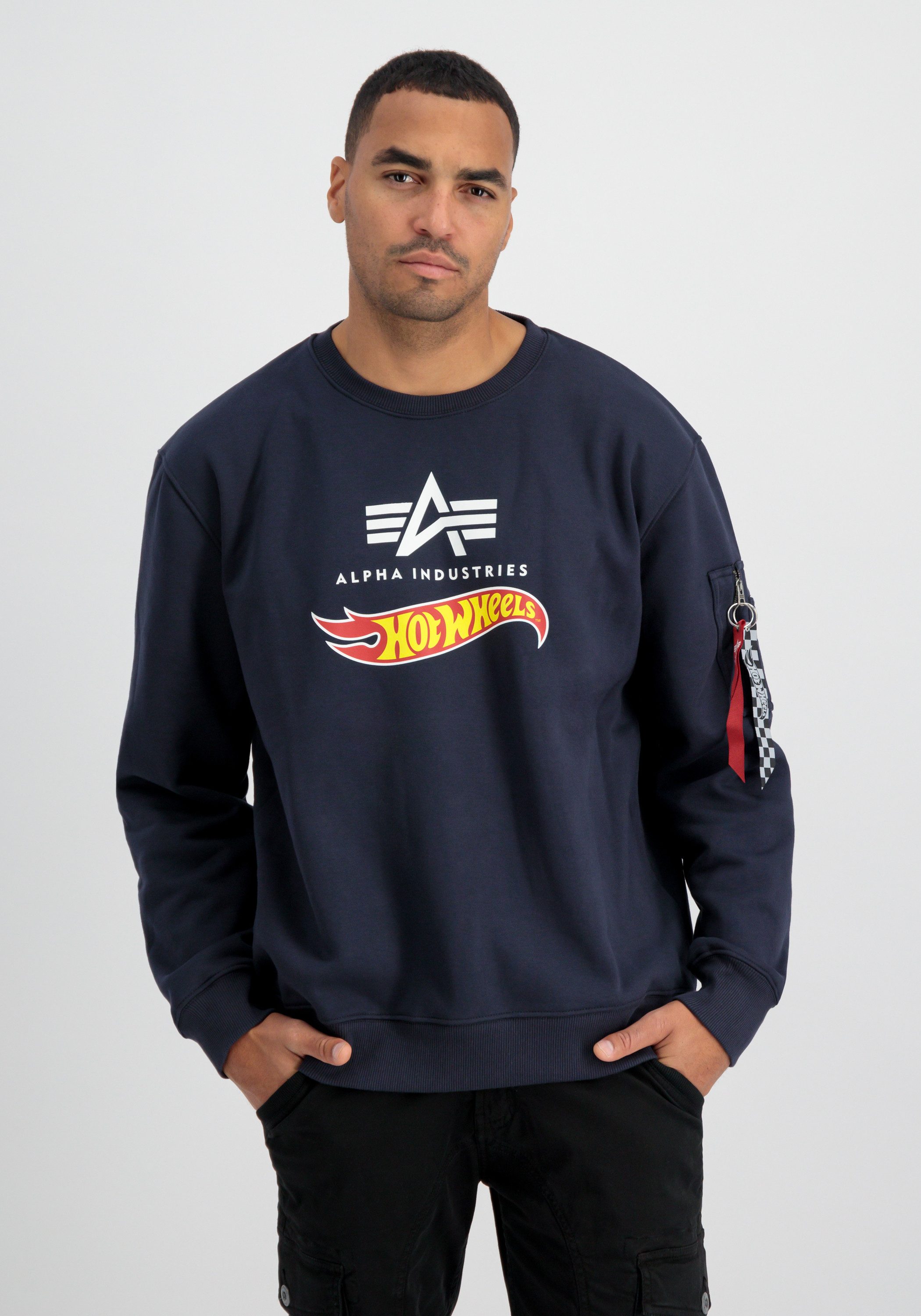 Alpha Industries Sweater Men Sweatshirts Hot Wheels Flag Sweater