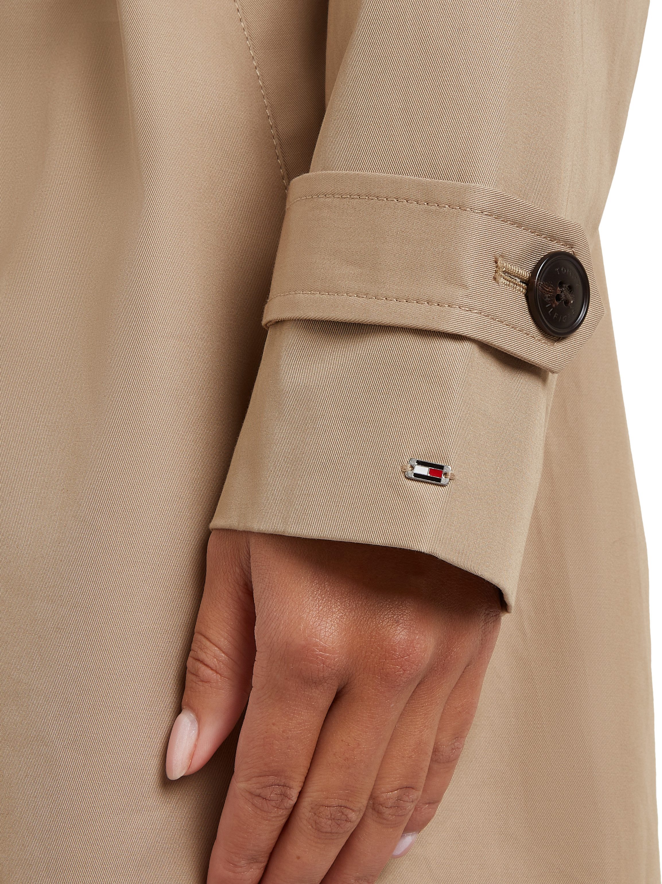 Tommy Hilfiger Lang jack HERITAGE SINGLE BREASTED TRENCH met de kenmerkende trenchdetails & tommy-strepen als riemlus