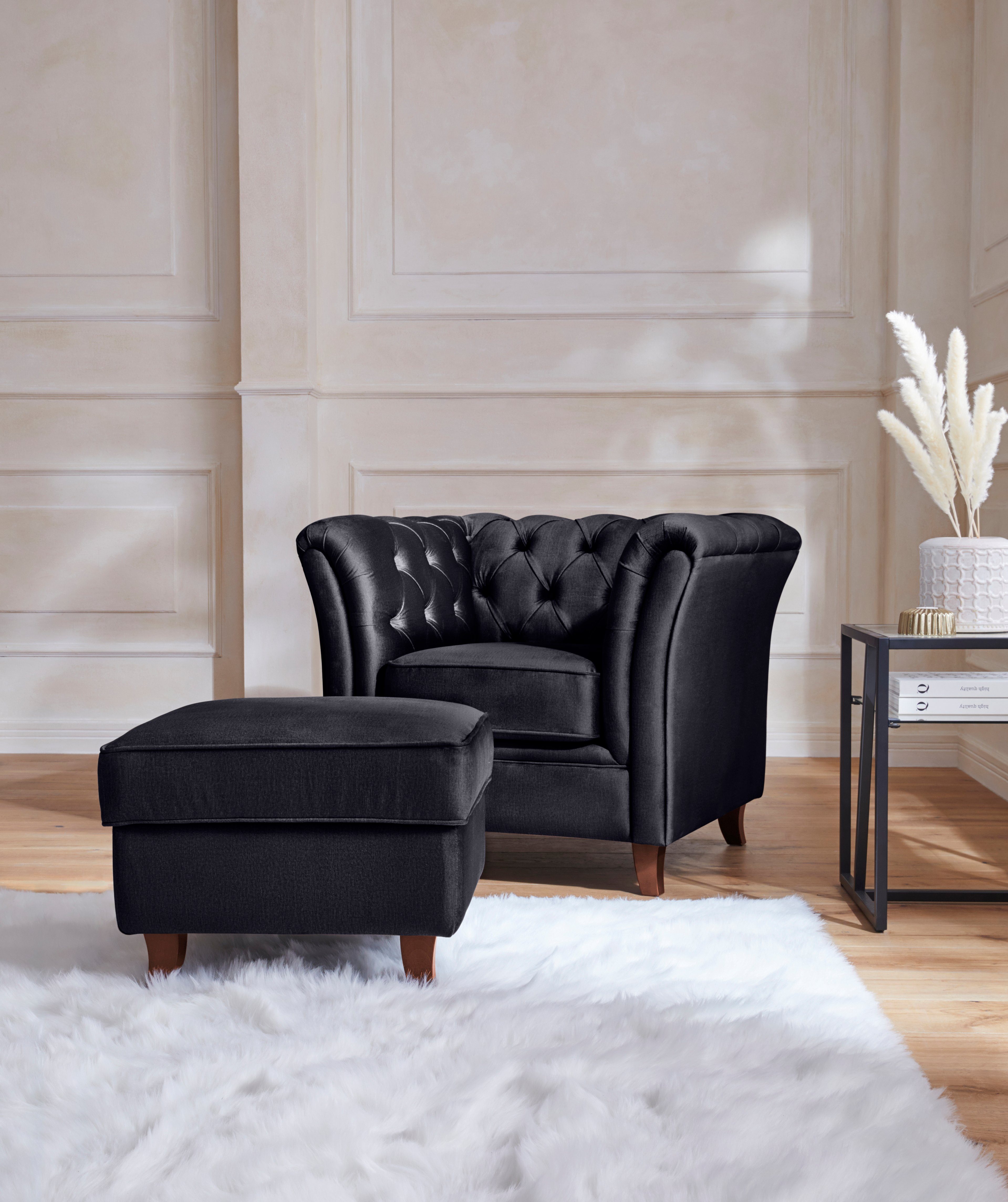 Home affaire Chesterfield-fauteuil Reims cocktailstoel, stoel met echte chesterfield-capitonnage, uitstekende verwerking