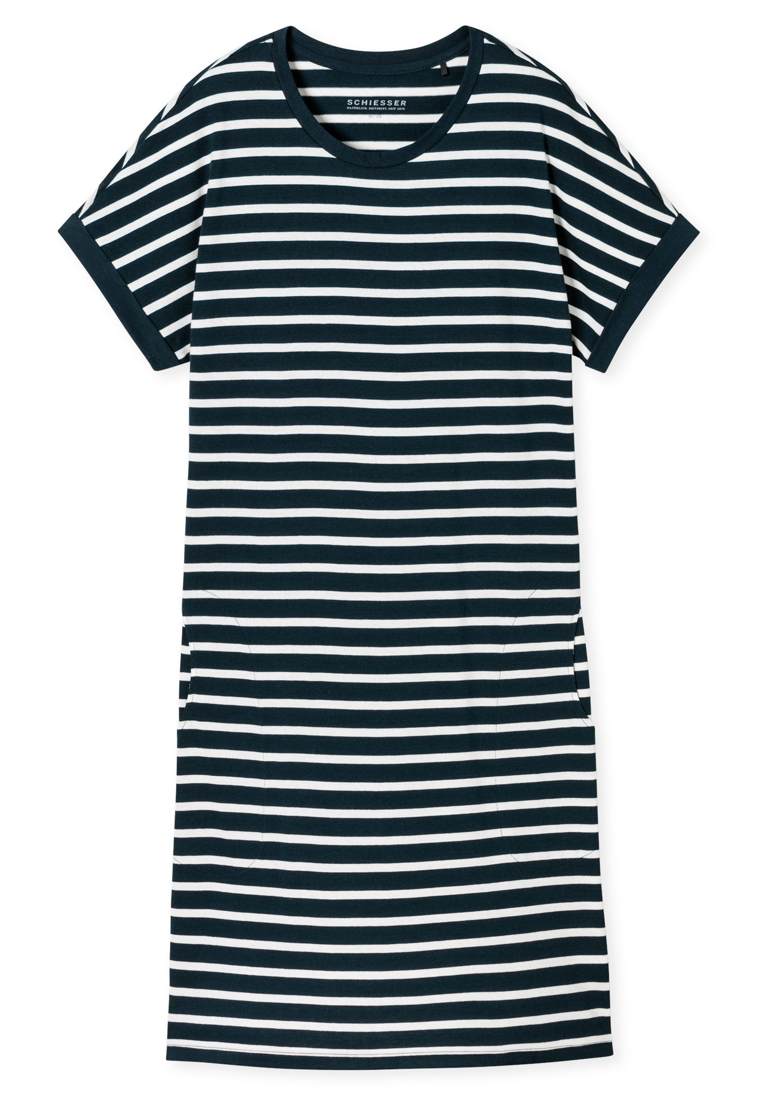Schiesser Nachthemd Casual Essentials met garen-geverfde strepen en sportieve zakken