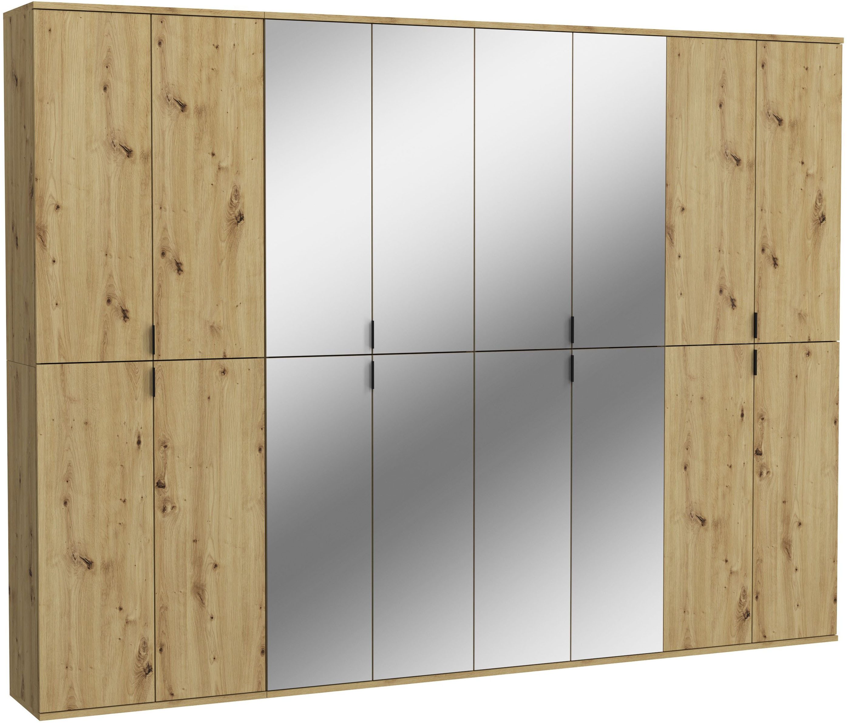 INOSIGN Halmeubelset Trondheim, Breedte 244 cm, bestaande uit 4 Kasten, 16 Deuren, 36 Vakken (set, 4-delig) wandkapstokken bruin