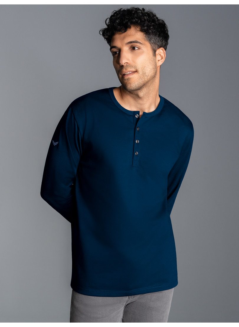Trigema Longsleeve TRIGEMA shirt met lange mouwen en knoopsluiting (1-delig)