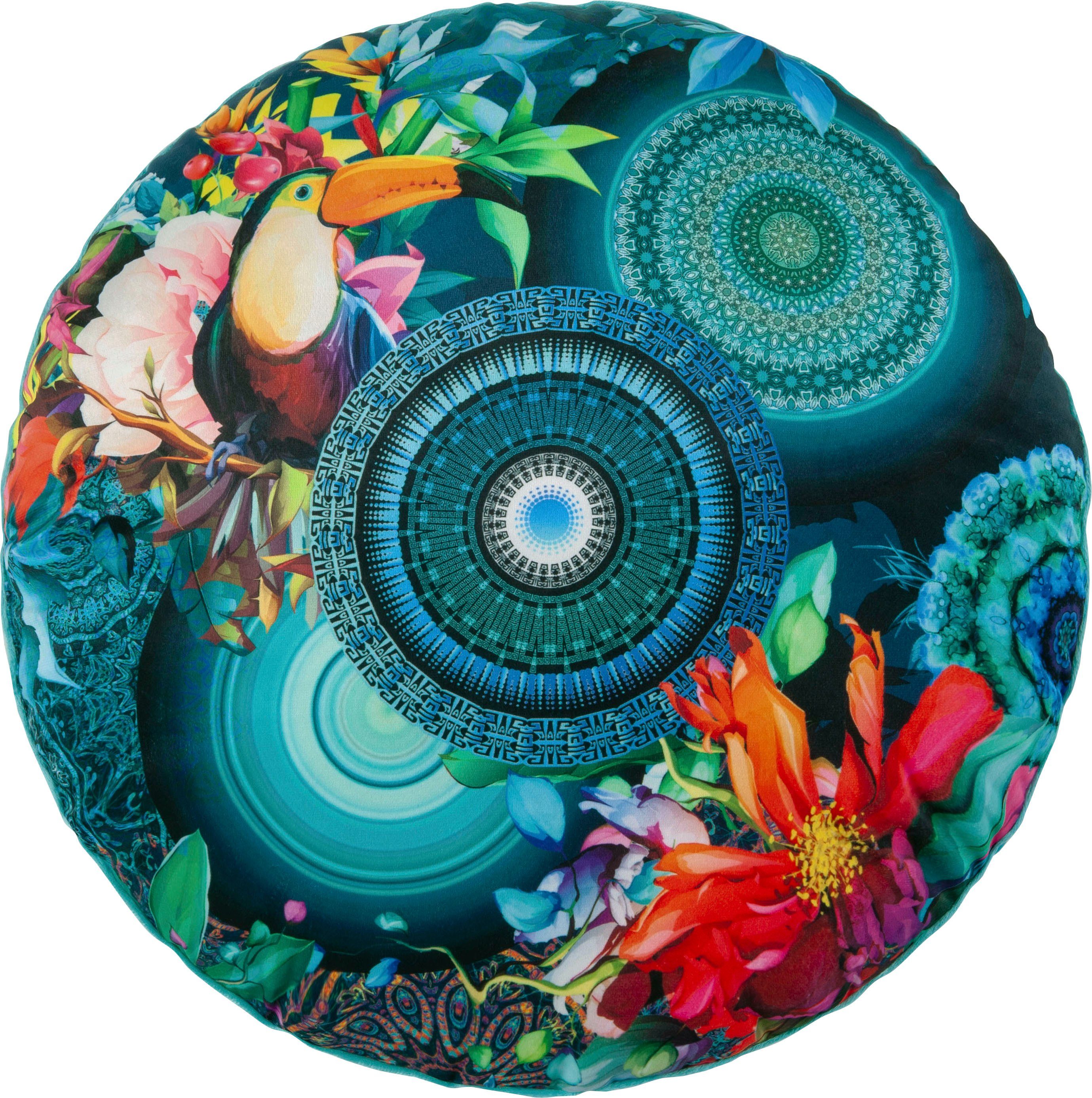 hip Sierkussen Cailani Met vulling, 1 stuk, bies, omkeeroptiek, zacht, mandala, blauw (1 stuk)