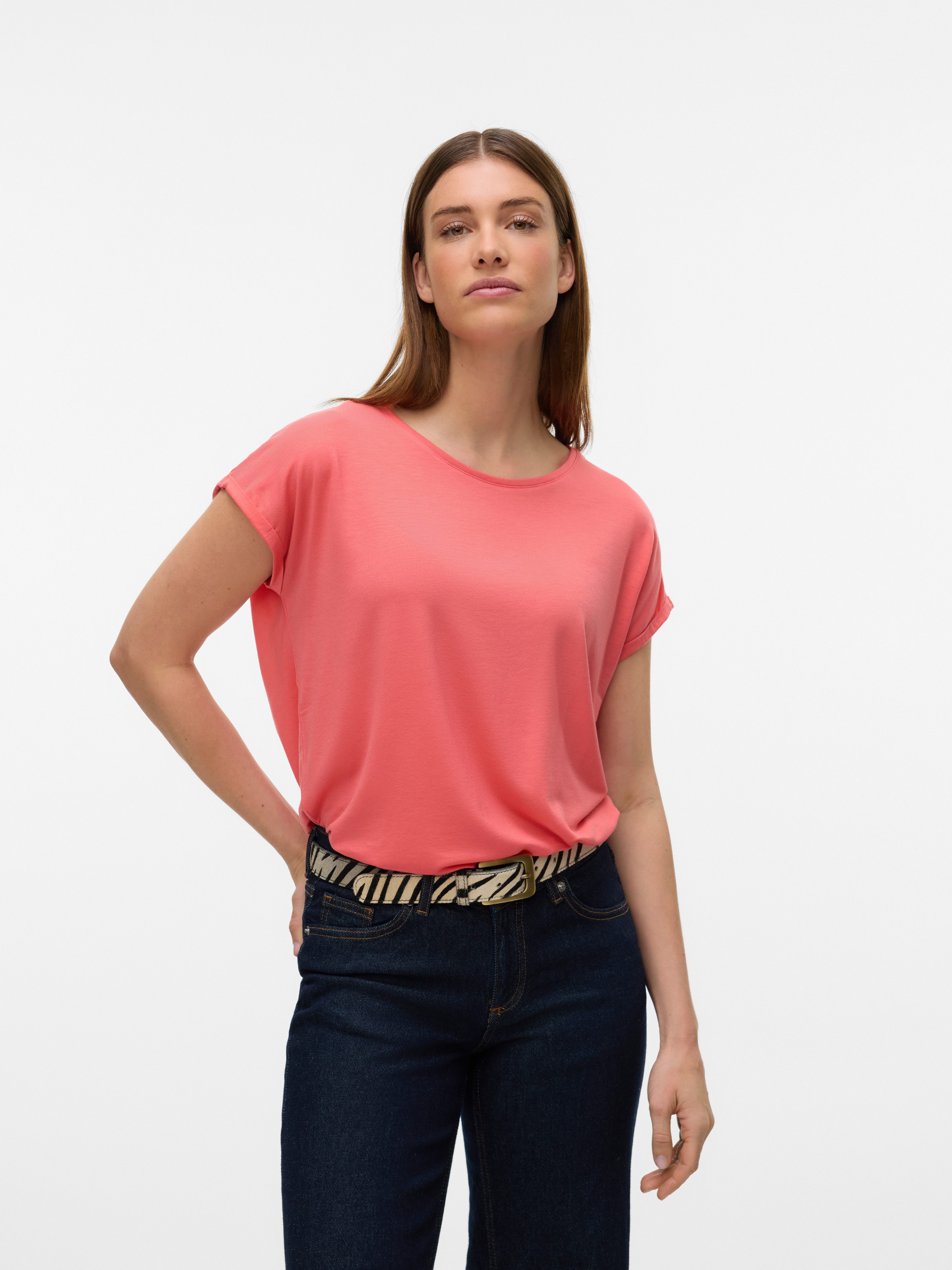 Vero Moda Shirt met ronde hals VMAVA PLAIN SS TOP GAJRS NOOS